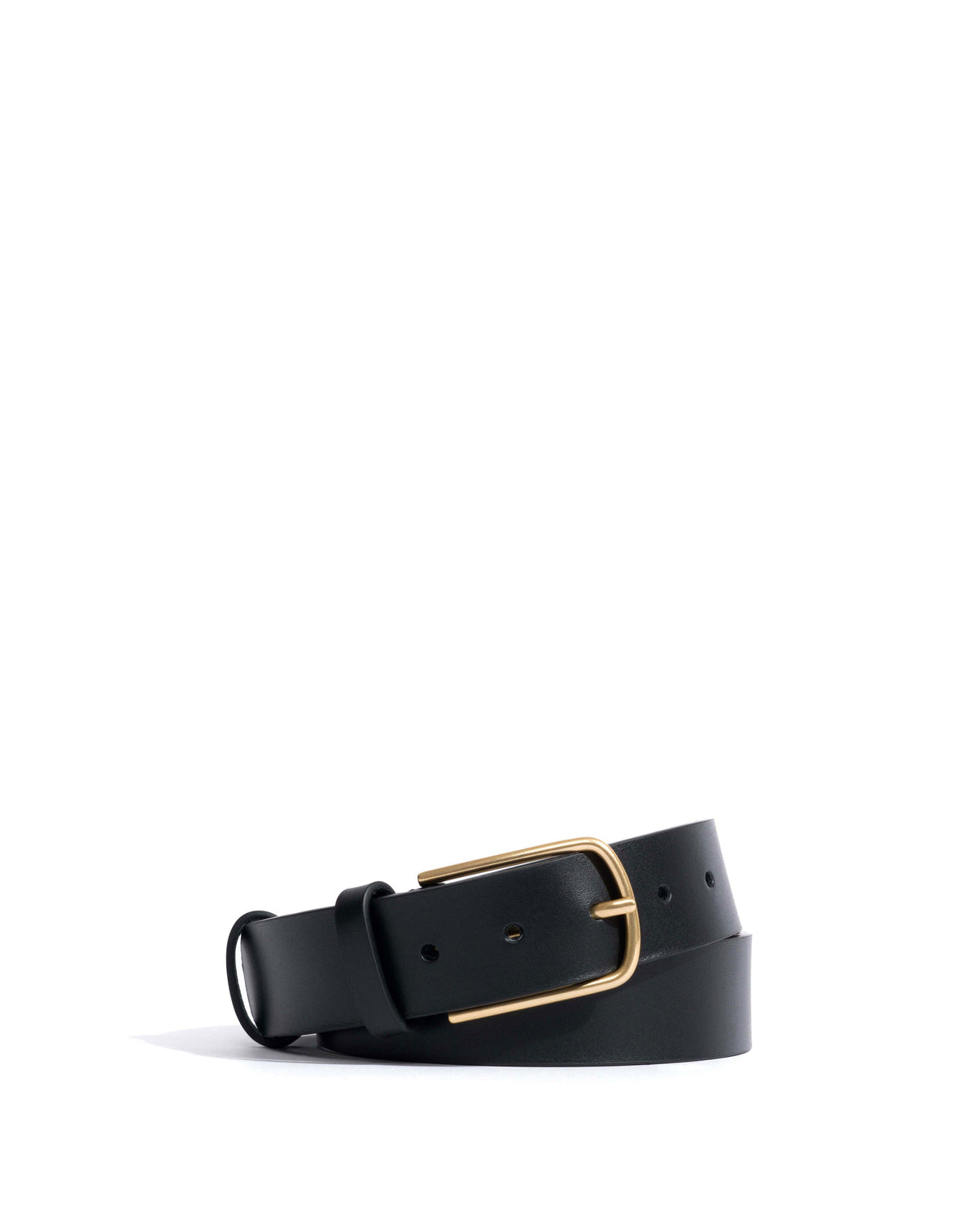 Whane simple unisex leather belt Vegetal soft calf & metal Black & gold buckle