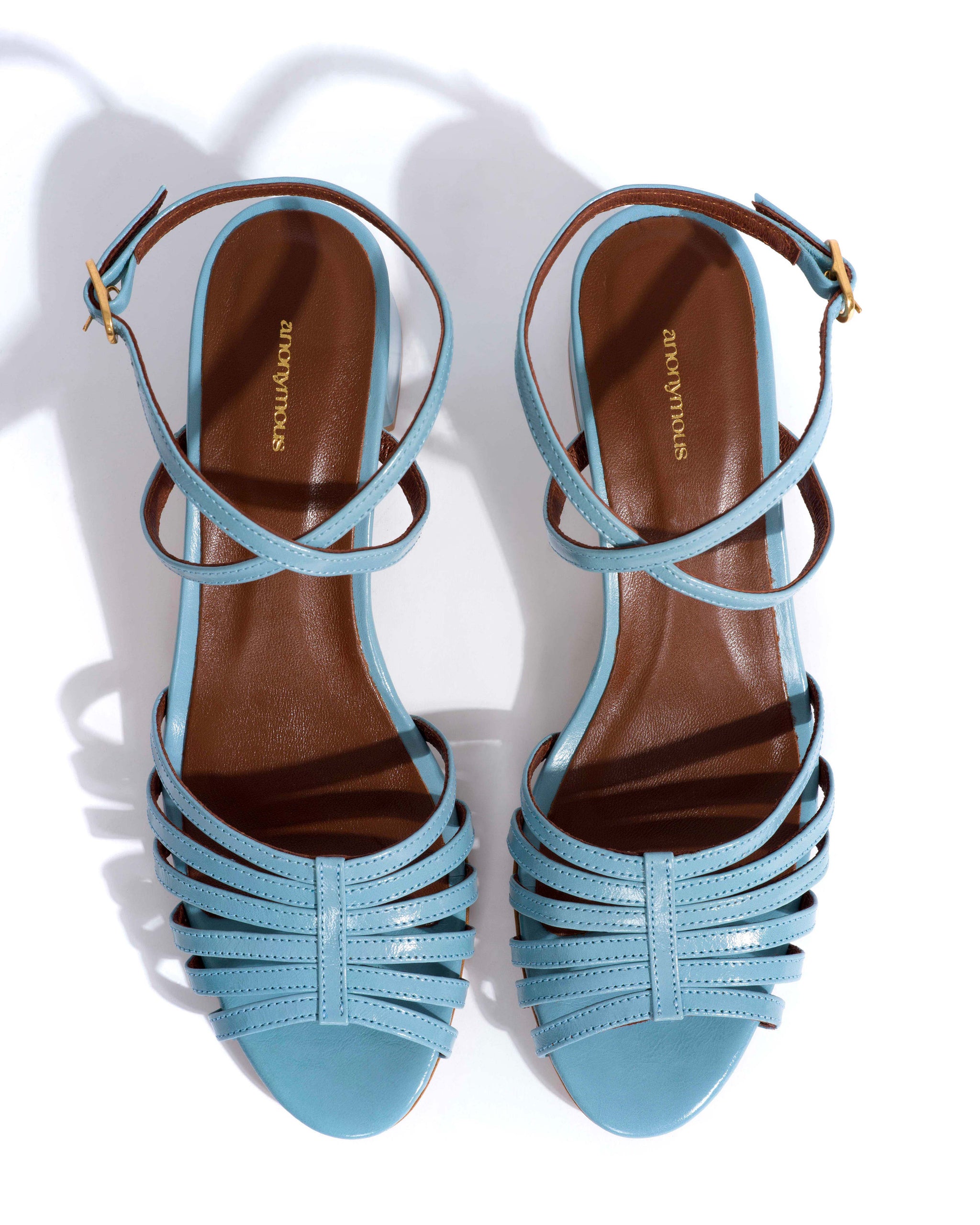 Tangie open Crinkled polished goat Porcelain blue - Anonymous Copenhagen Heels