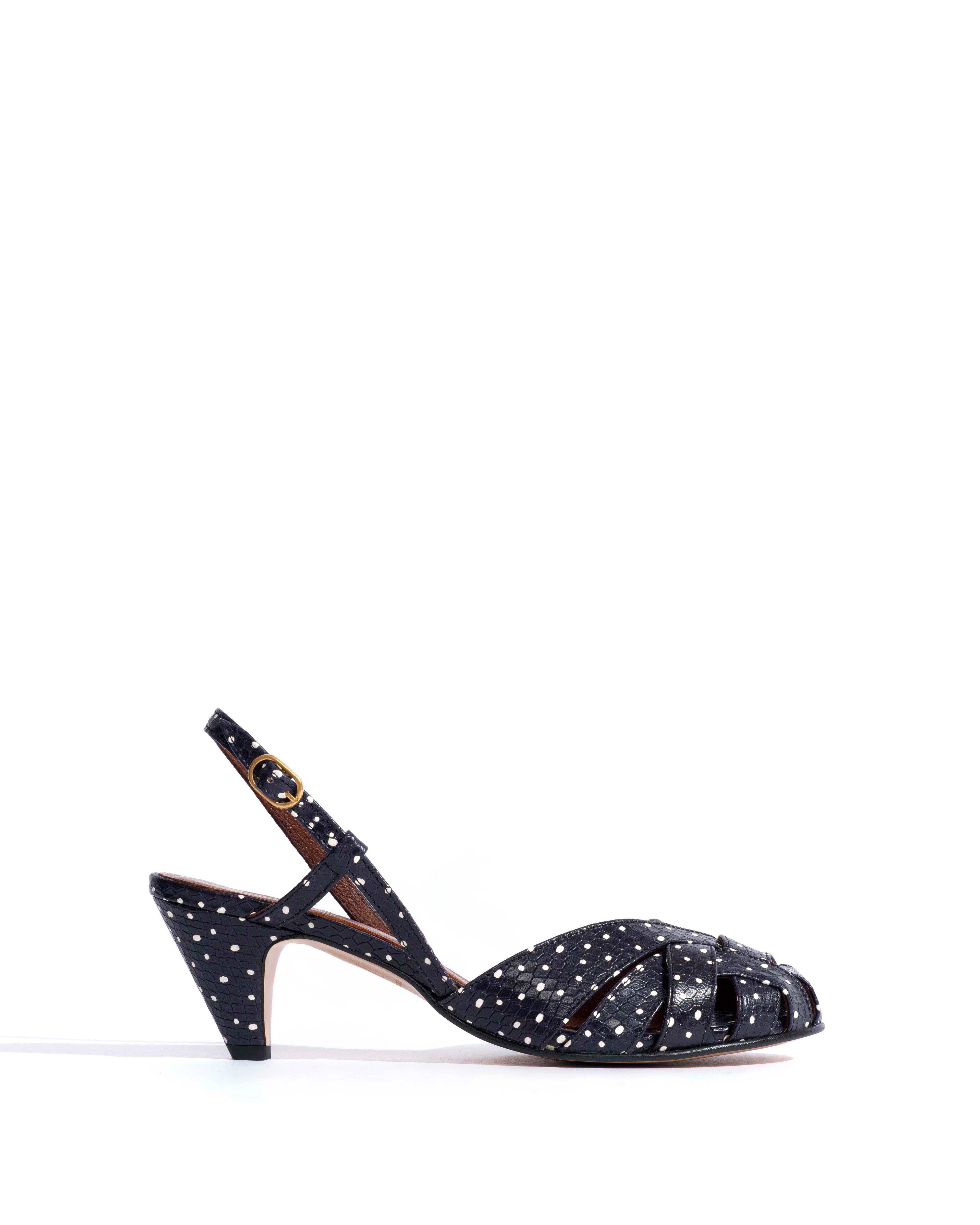 Banie 50 stiletto Spotted snake calf Midnight blue