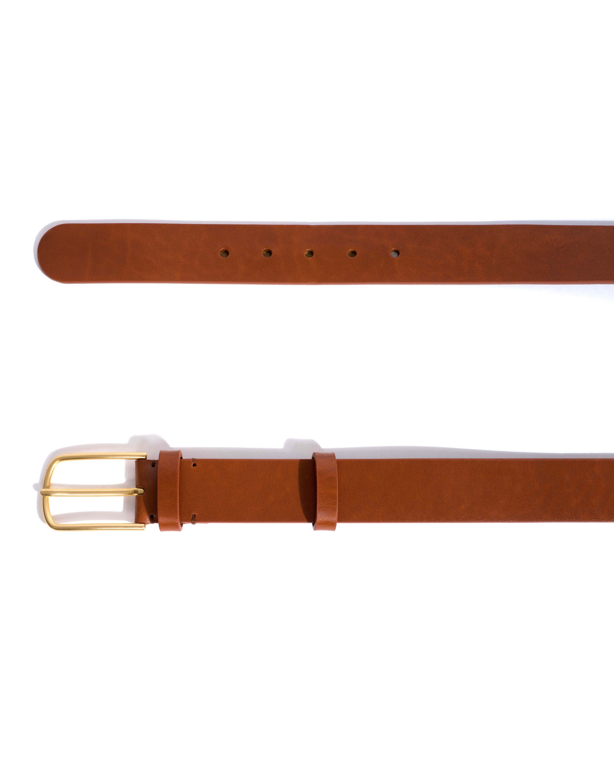 Whane simple unisex leather belt Vegetal soft calf & metal Cinnamon & gold buckle