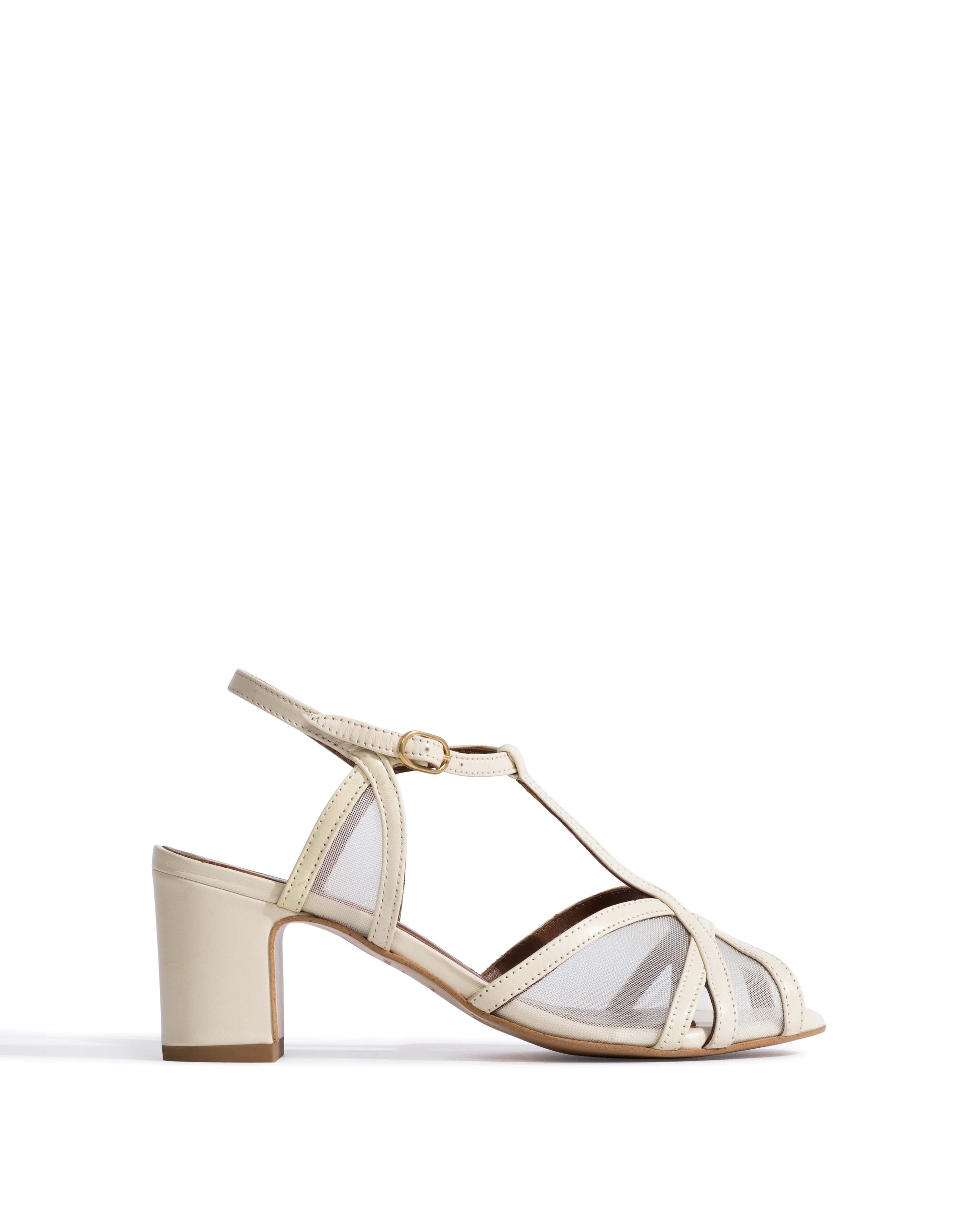 Therese 55 mesh Shiny lamb & mesh White sand