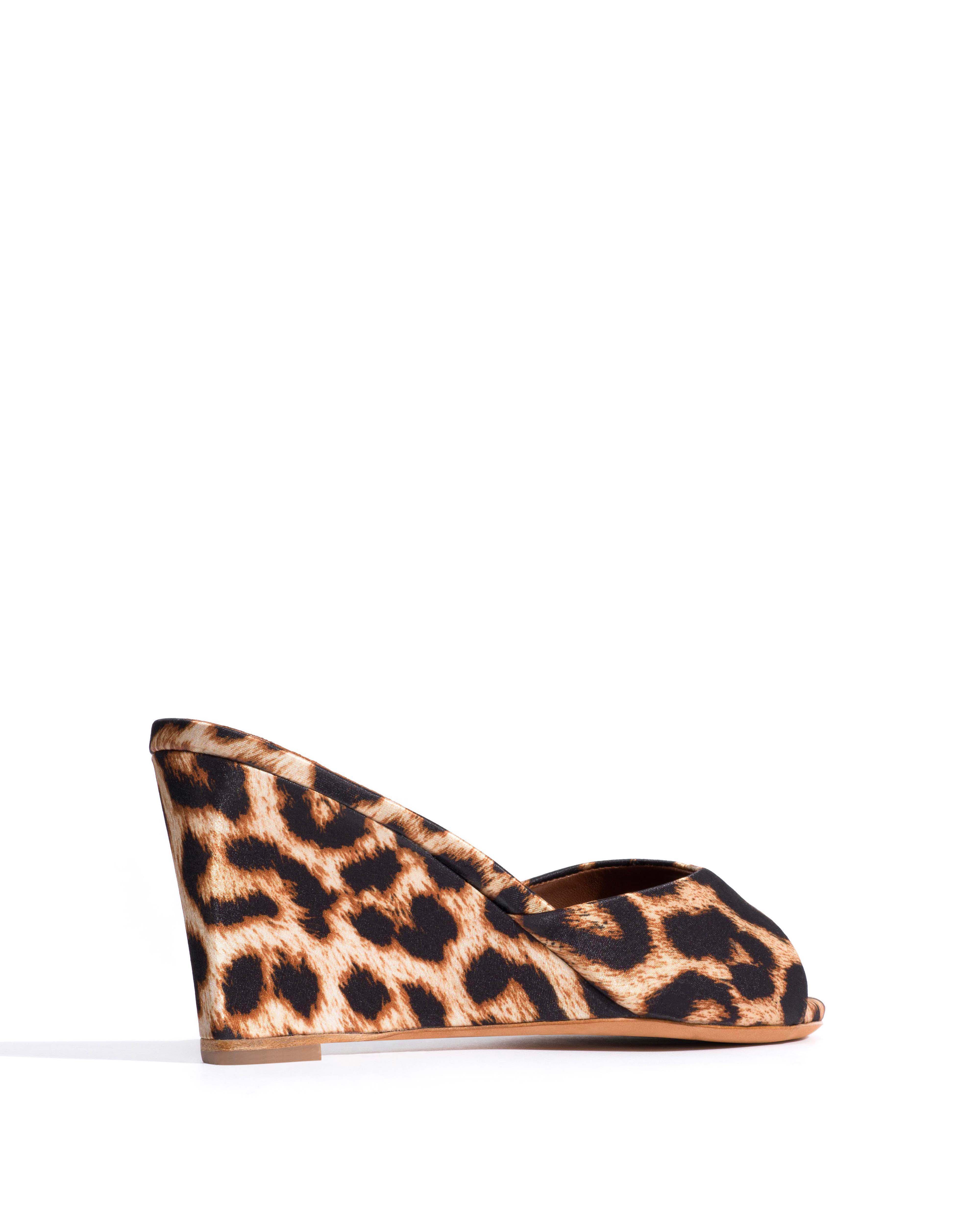 Gwen 75 wedge Satin print Leopard