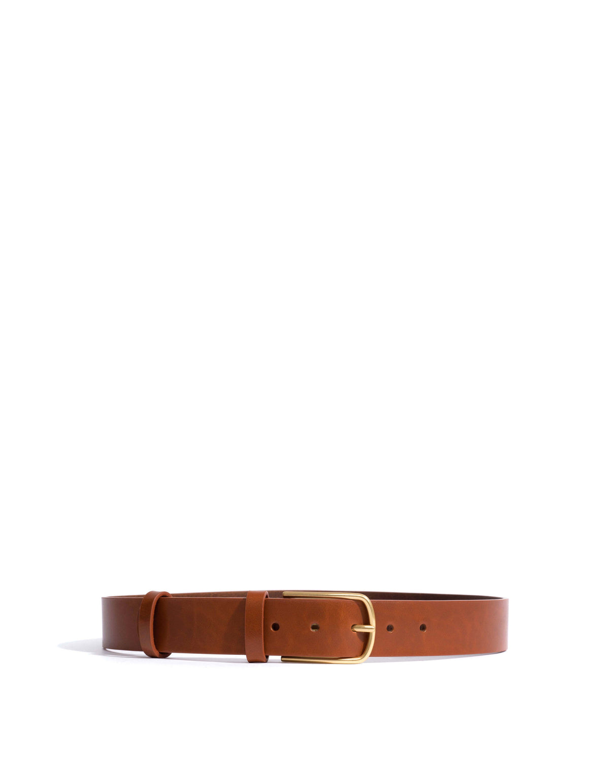 Whane simple unisex leather belt Vegetal soft calf & metal Cinnamon & gold buckle