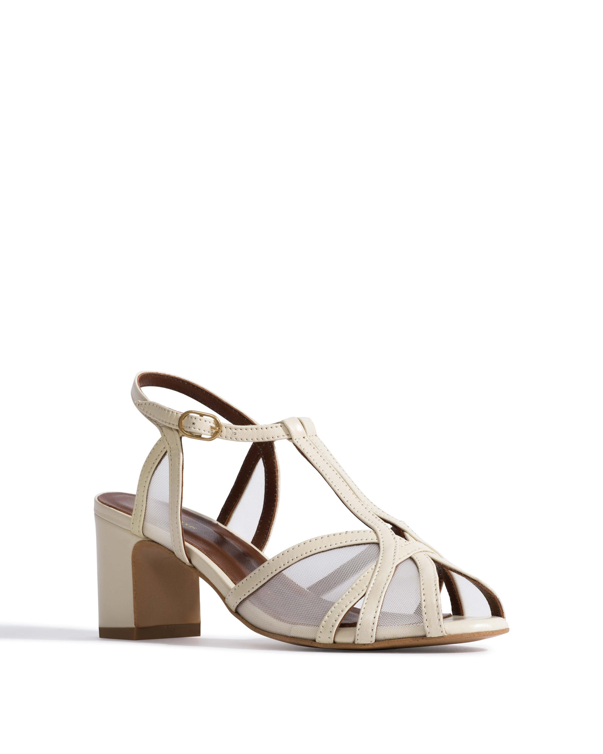 Therese 55 mesh Shiny lamb & mesh White sand