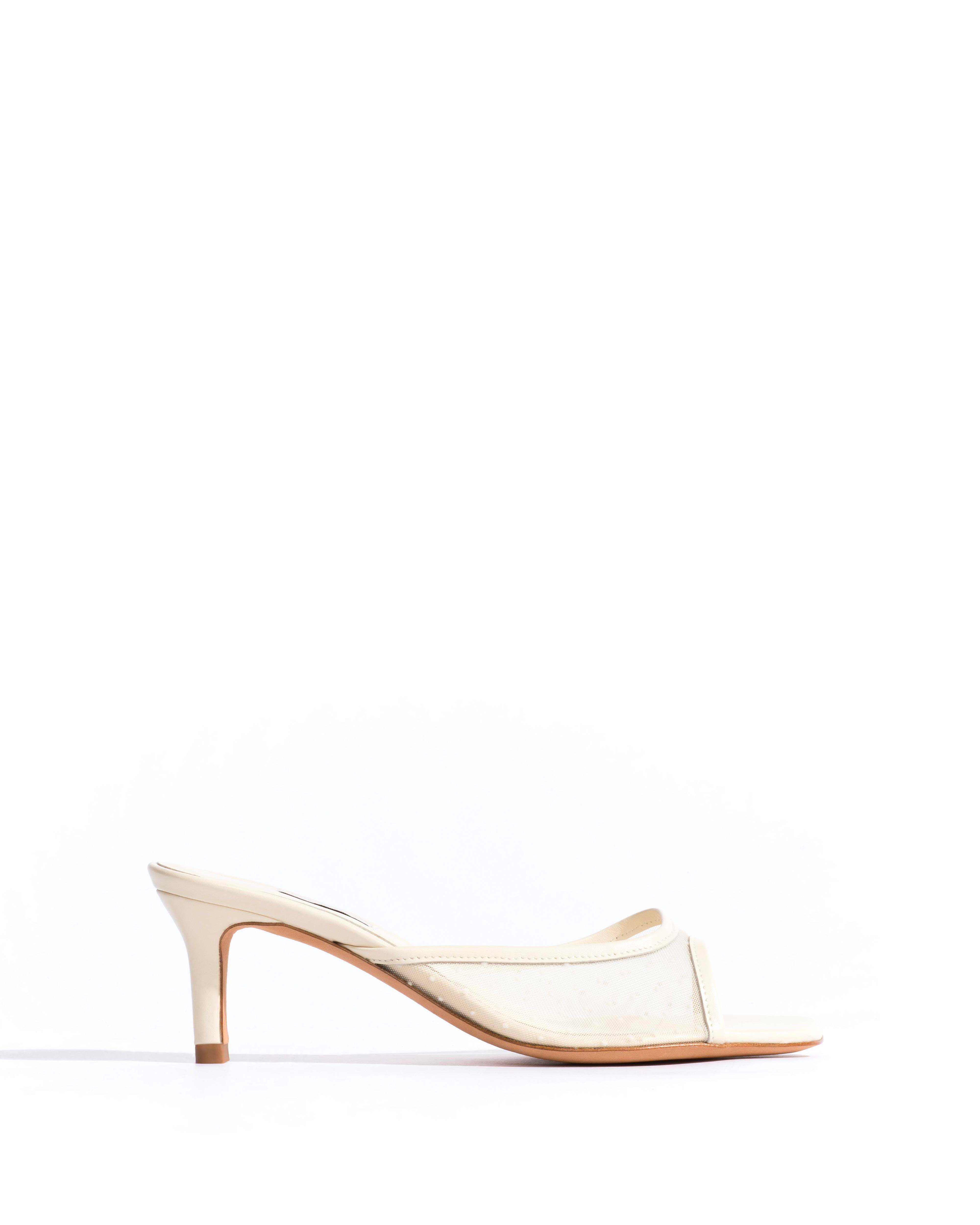 Mazy 55 mesh Shiny lamb & dot velvet mesh White sand