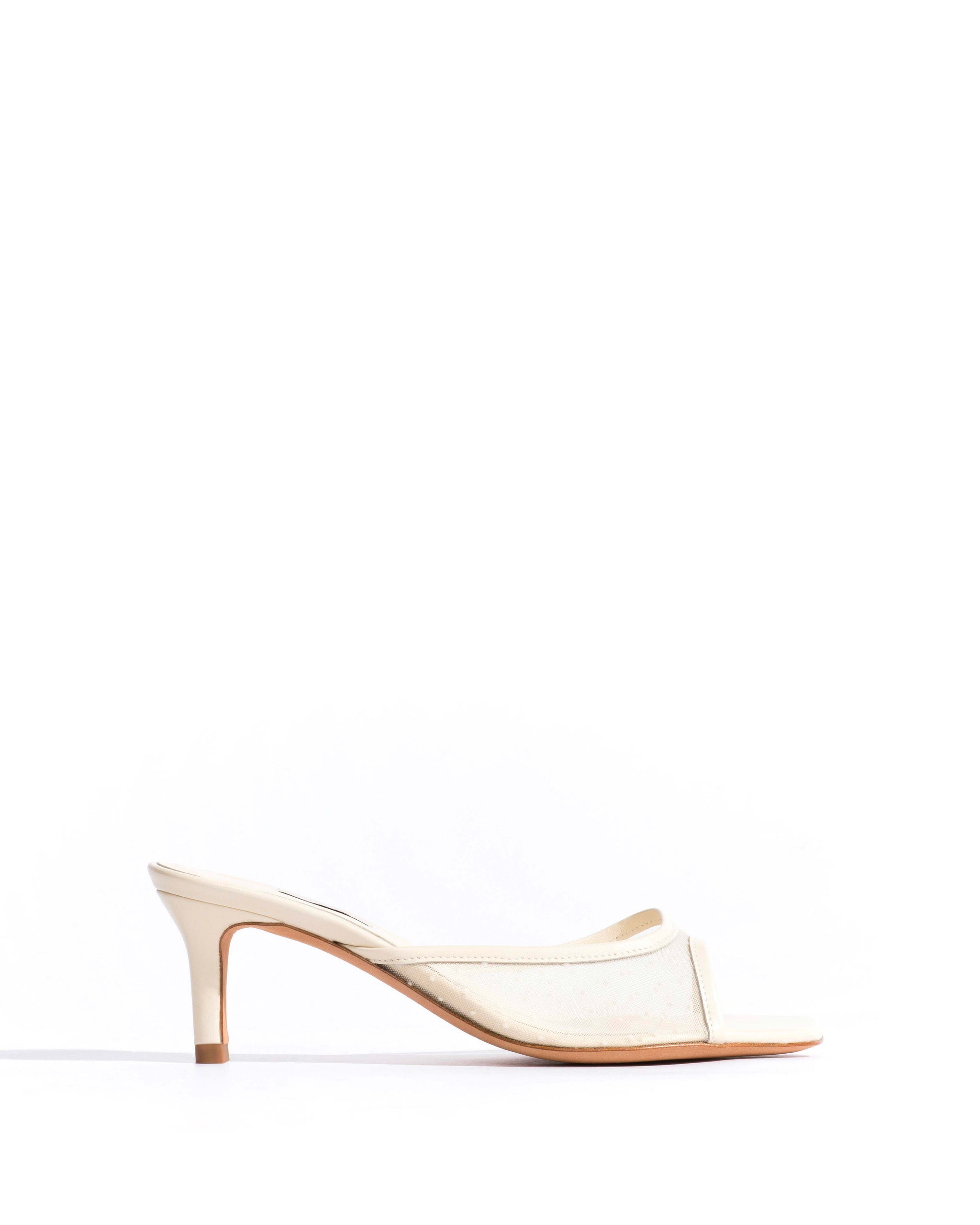 Mazy 55 mesh Shiny lamb & dot velvet mesh White sand -