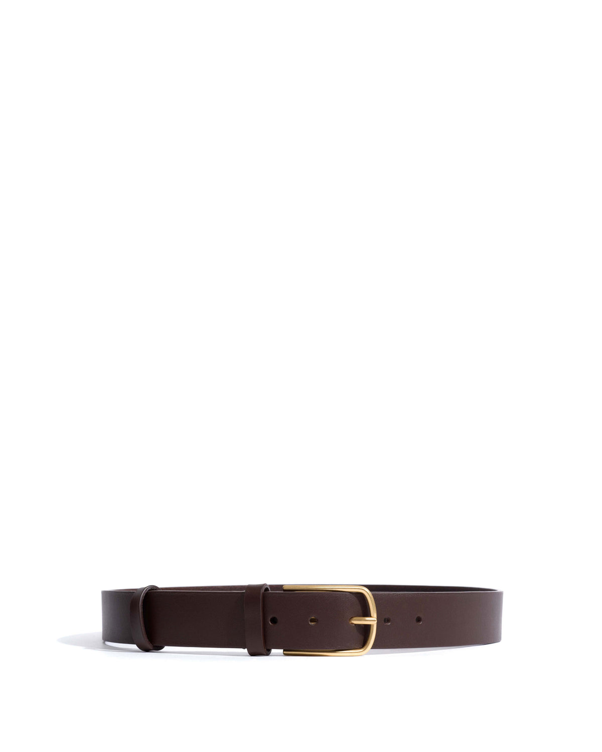 Whane simple unisex leather belt Vegetal soft calf & metal Coffee brown & gold buckle