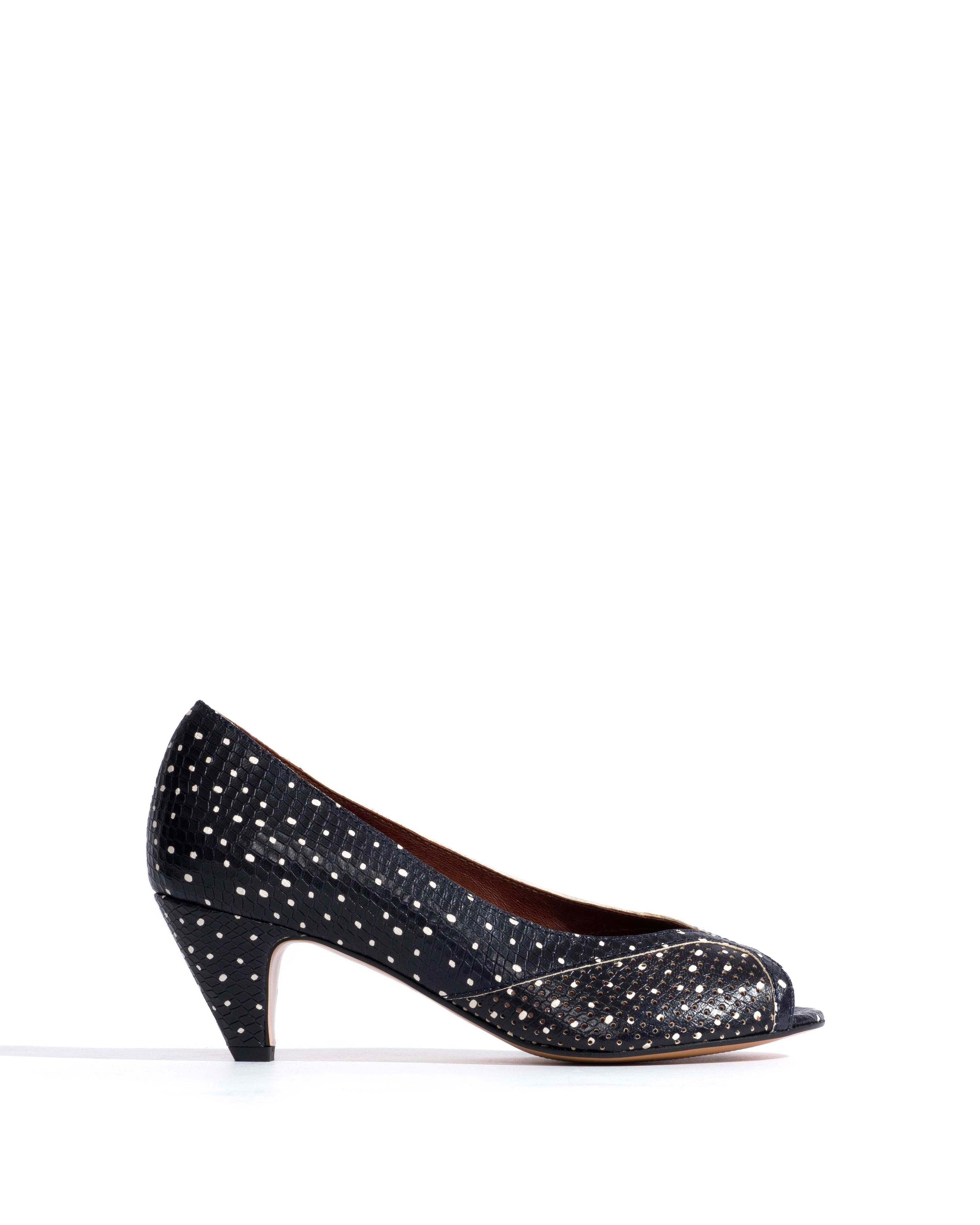 Tiffany stiletto Spotted snake calf Midnight blue