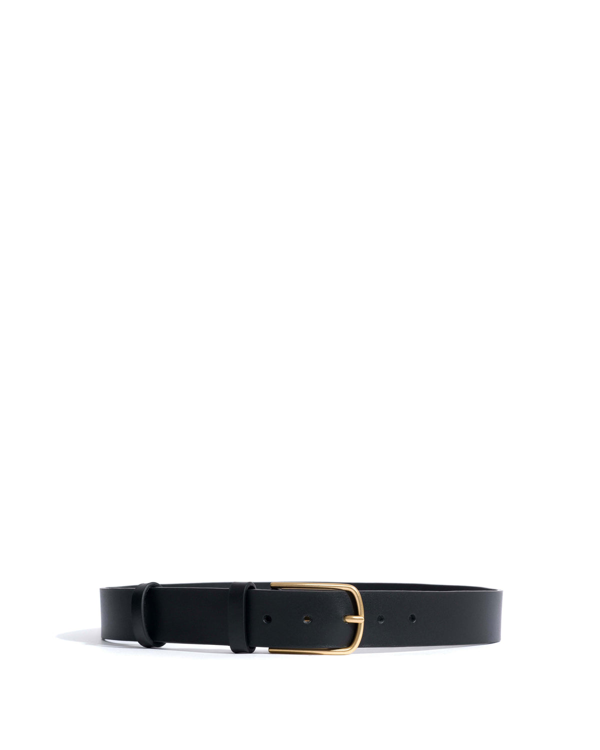 Whane simple unisex leather belt Vegetal soft calf & metal Black & gold buckle
