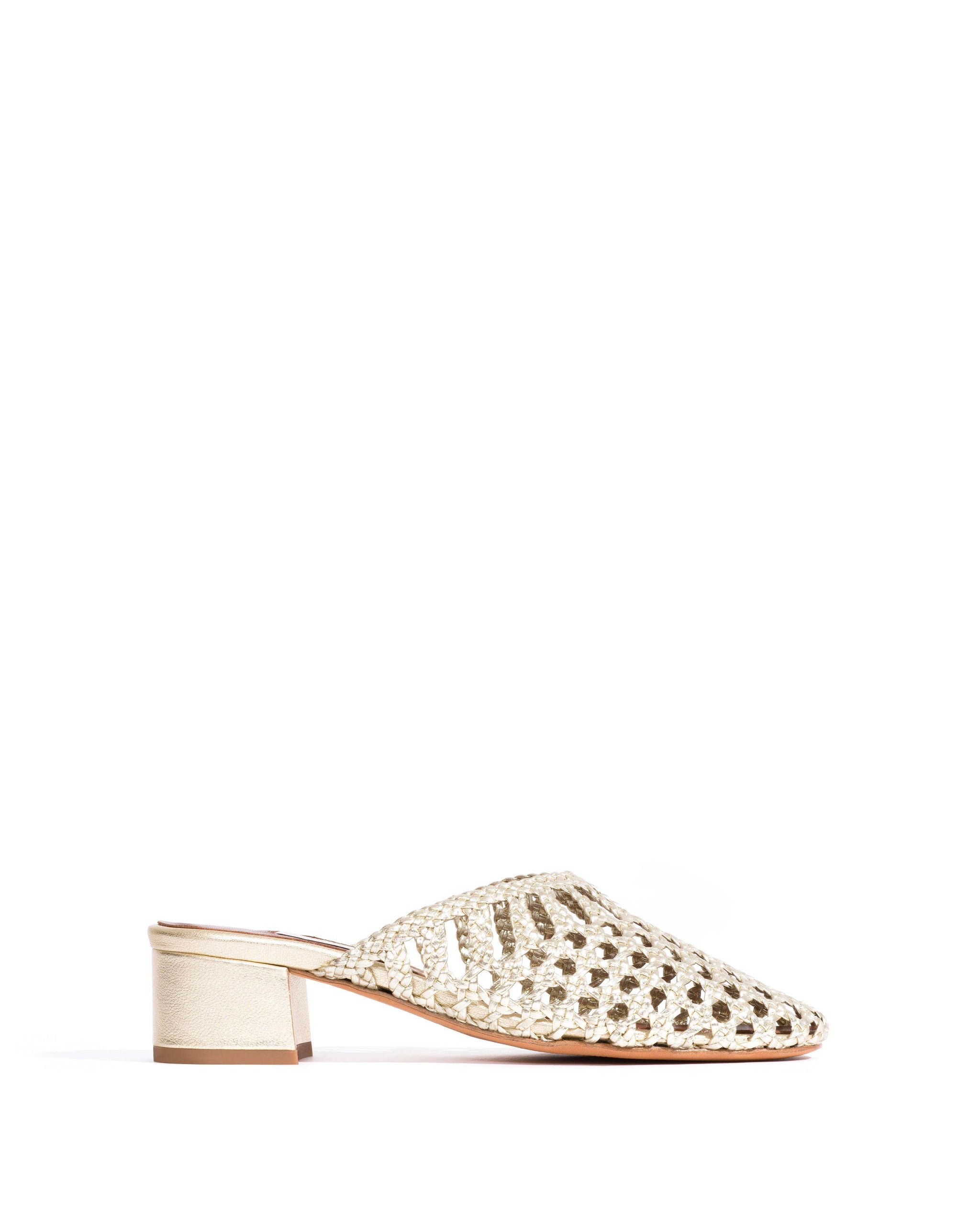 Sabrina 40 hand-braided leather Champagne - Anonymous Copenhagen Heels
