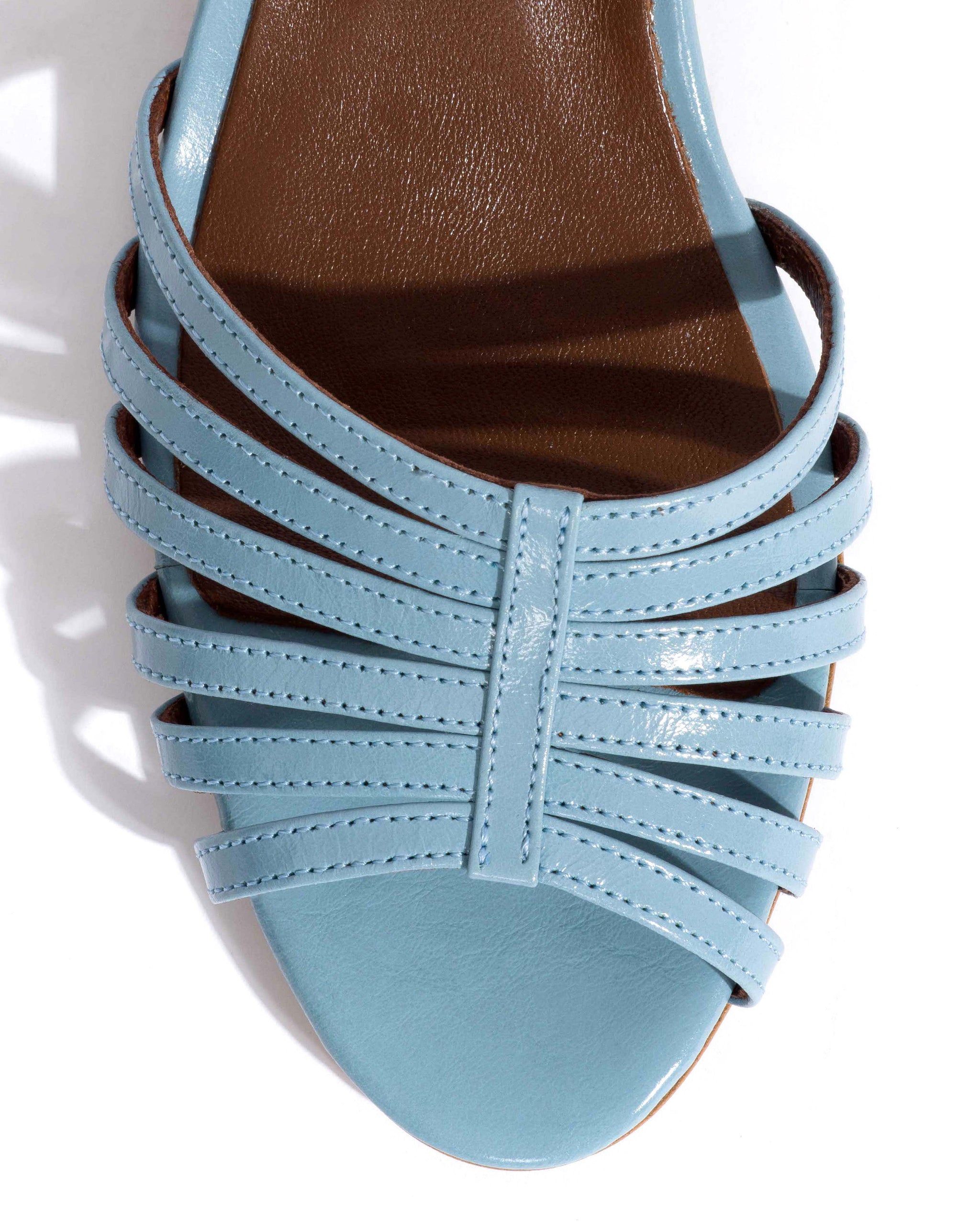 Tangie open Crinkled polished goat Porcelain blue - Anonymous Copenhagen Heels