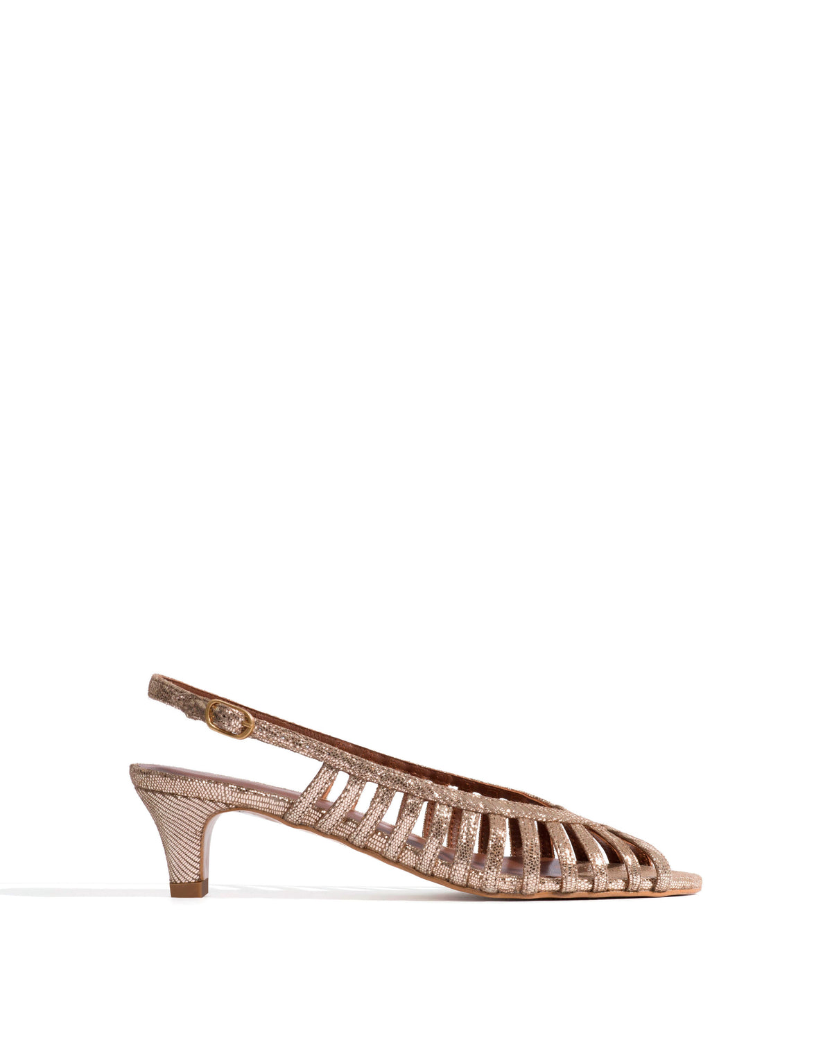 Carminho 40 stiletto Lizard metallic goat Vintage champagne