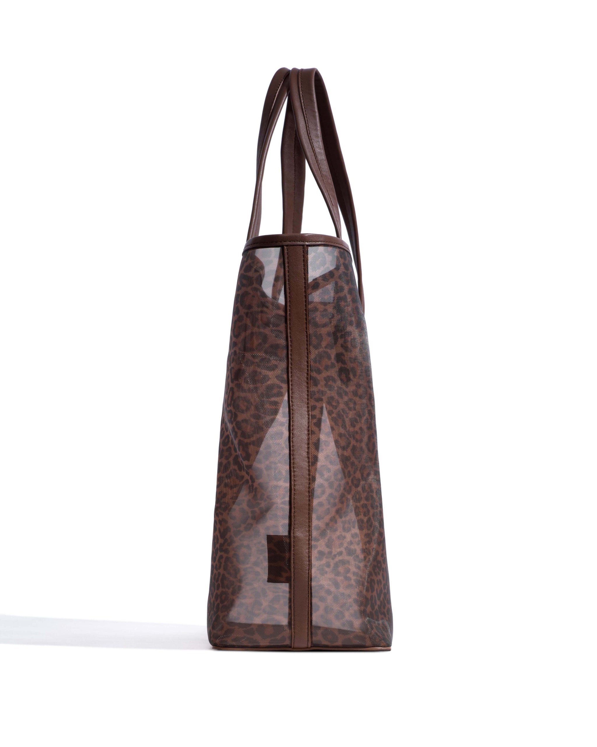 Ruba shopper mesh Shiny lamb & mesh Chocolate & leopard - Anonymous Copenhagen Bags