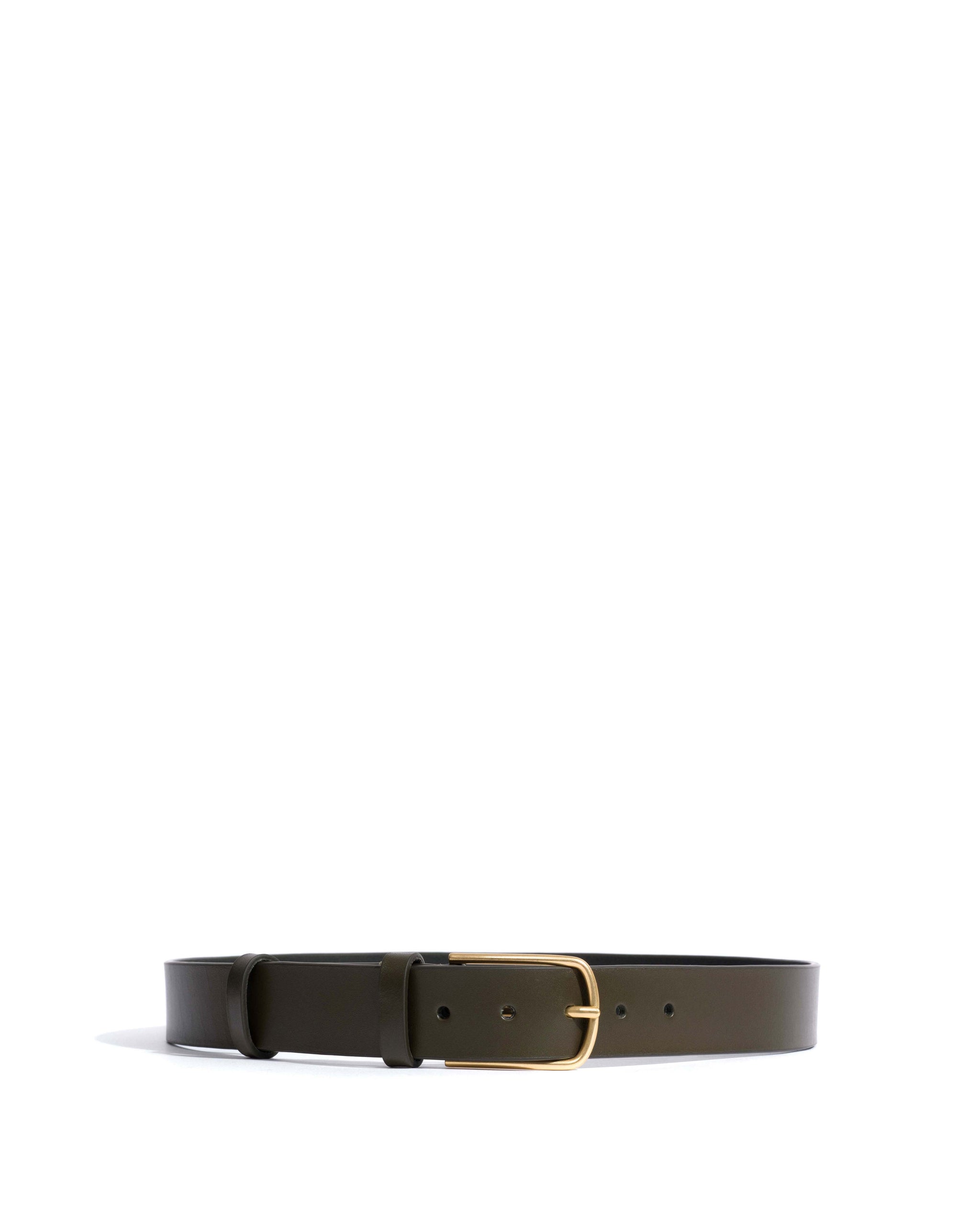 Whane simple unisex leather belt Vegetal soft calf & metal Forrest green & gold buckle - Anonymous Copenhagen Belts