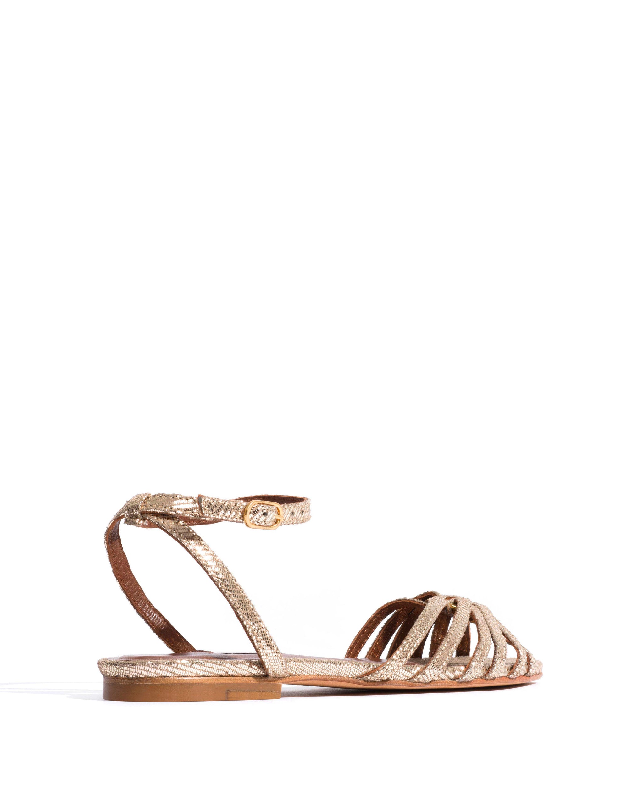 Lopes 10 Lizard metallic goat Vintage champagne - Anonymous Copenhagen Flat sandals
