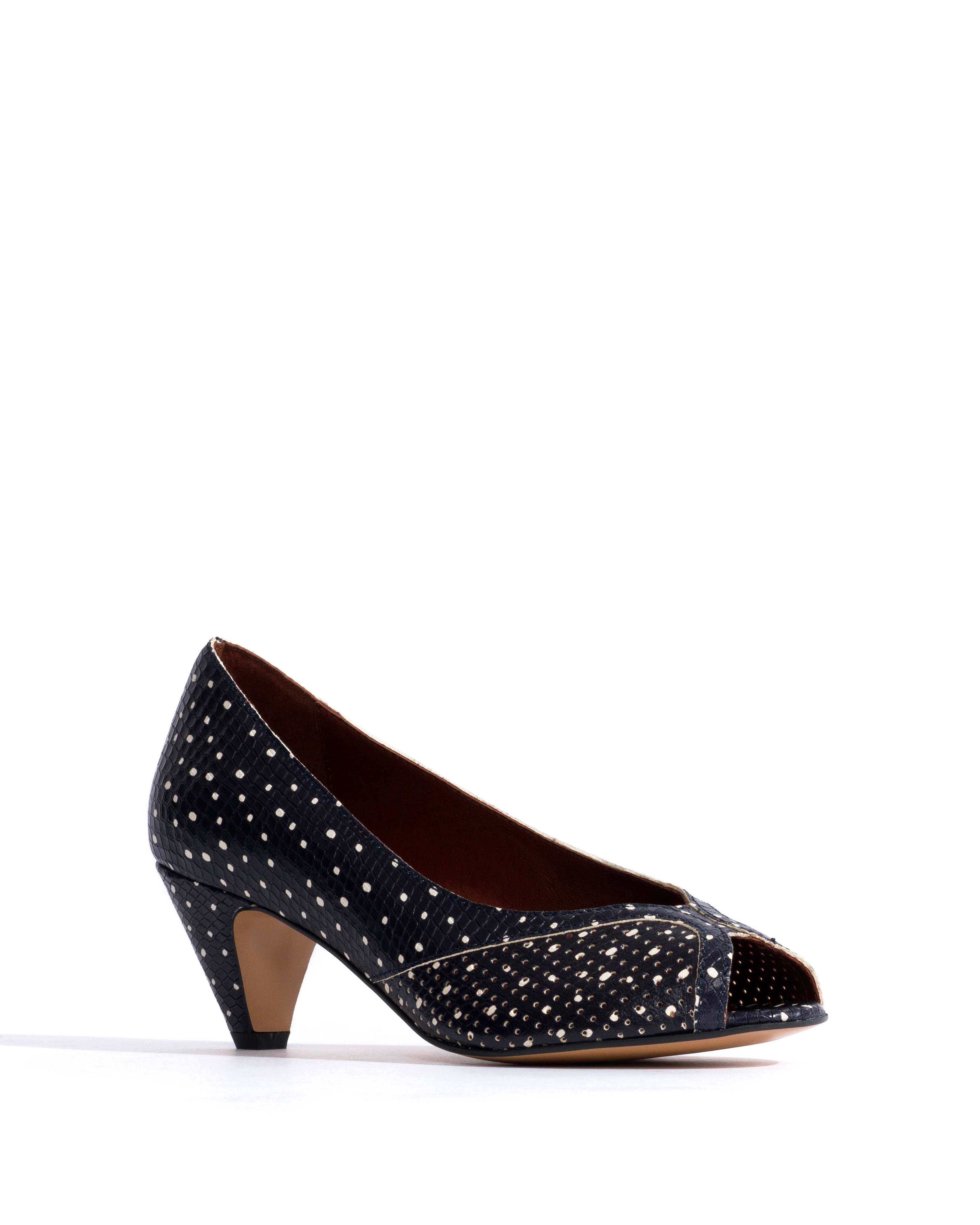 Tiffany stiletto Spotted snake calf Midnight blue