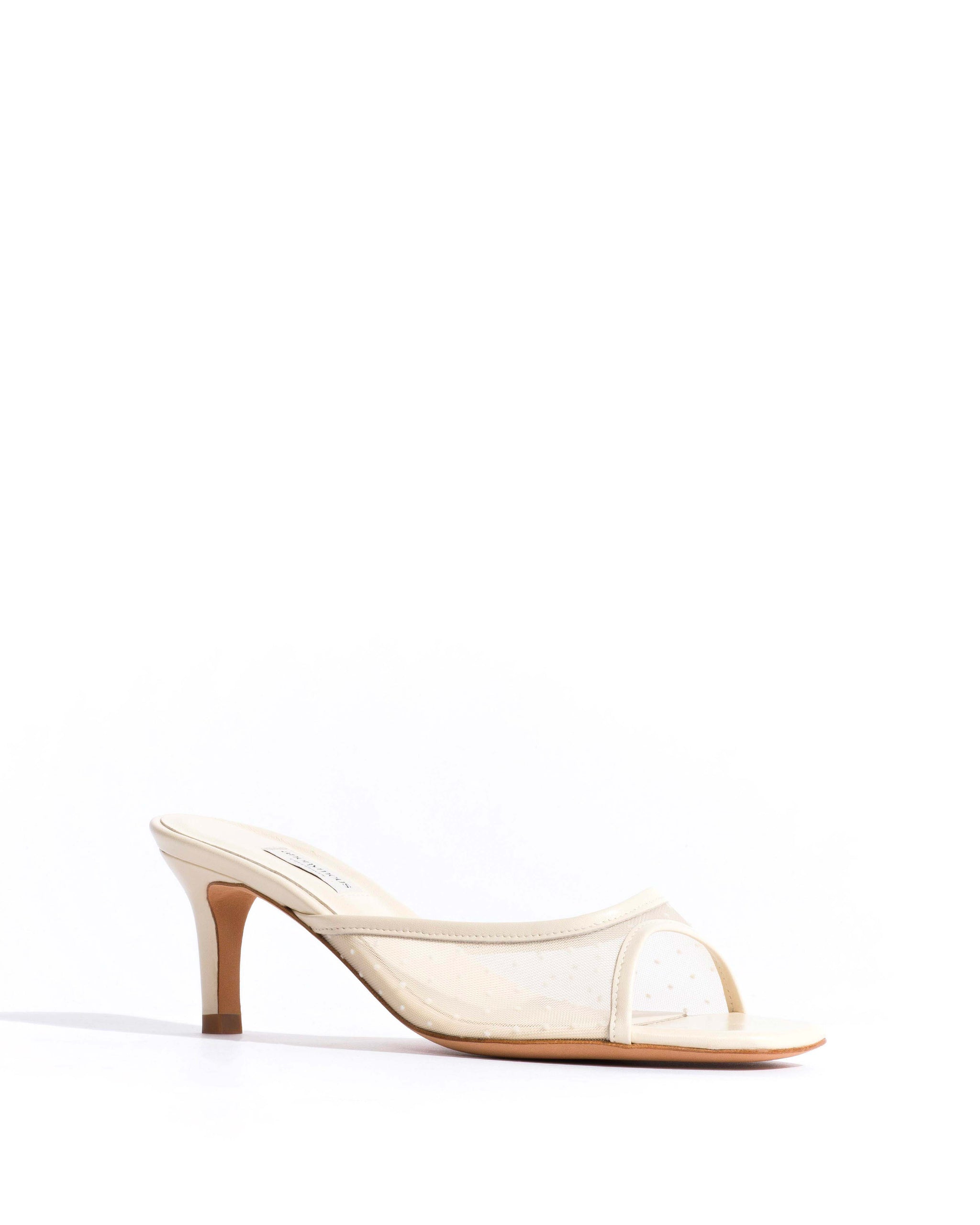 Mazy 55 mesh Shiny lamb & dot velvet mesh White sand -