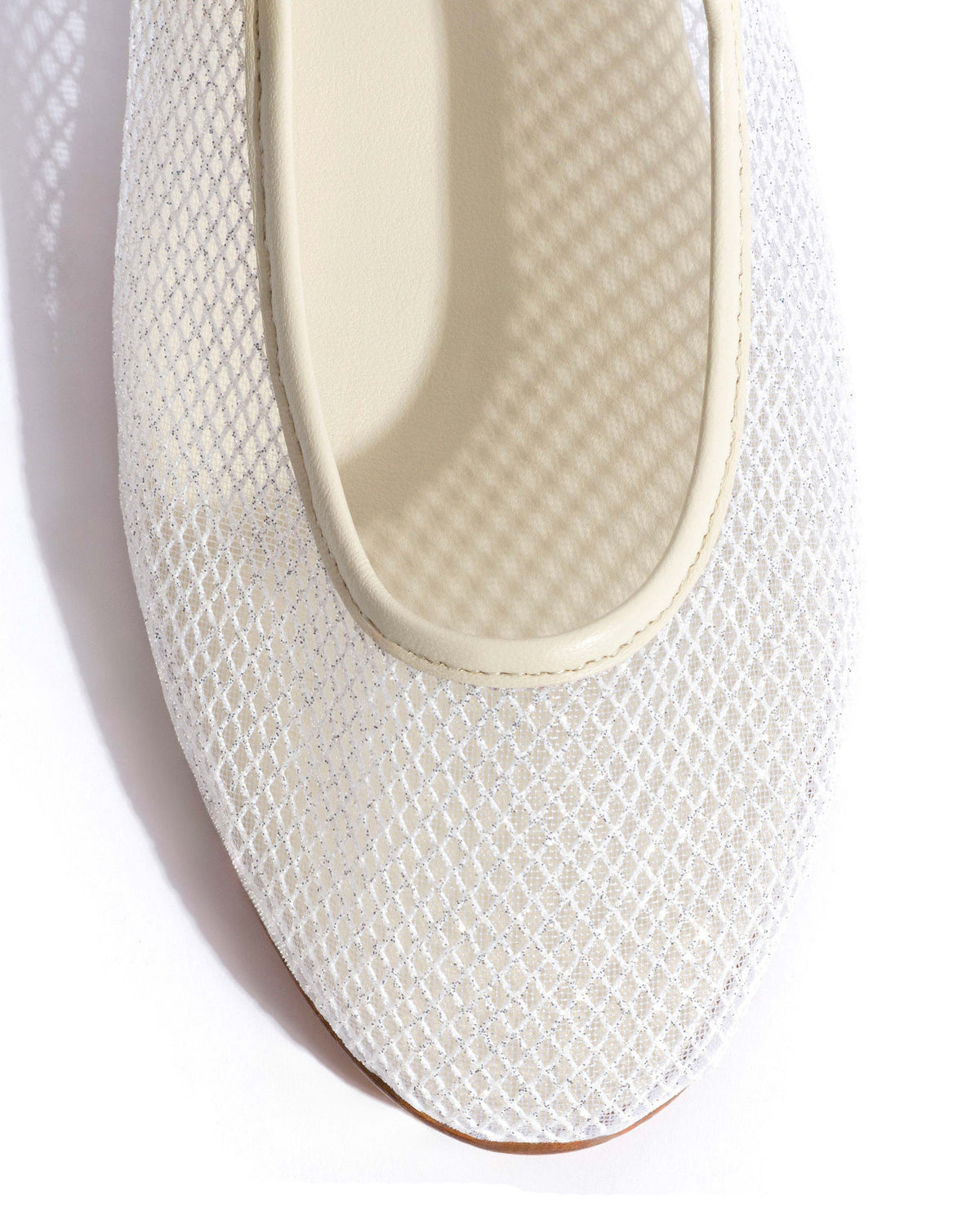 Lana netted mesh Shiny lamb & netted mesh White sand & silver