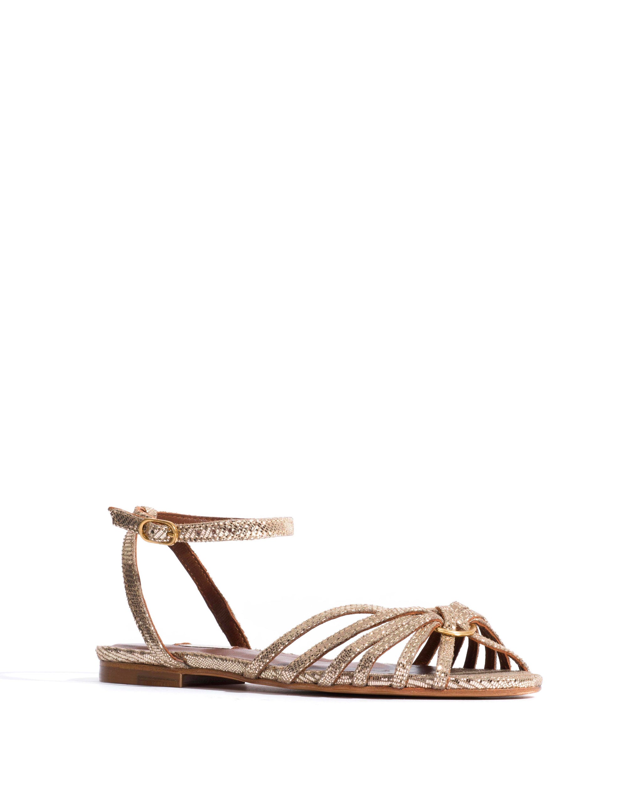 Lopes 10 Lizard metallic goat Vintage champagne - Anonymous Copenhagen Flat sandals