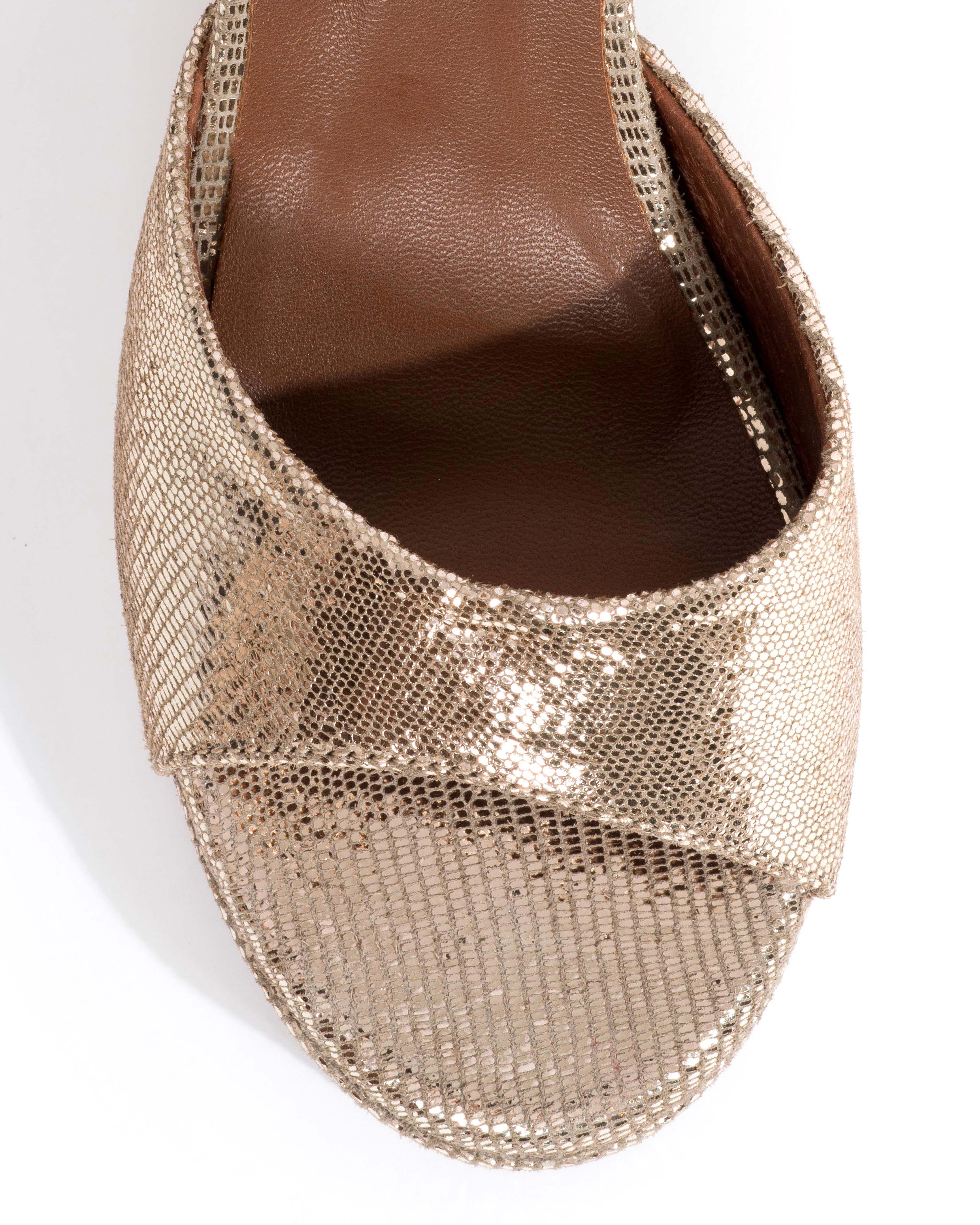 Jolie 85 platform Lizard metallic goat Vintage champagne