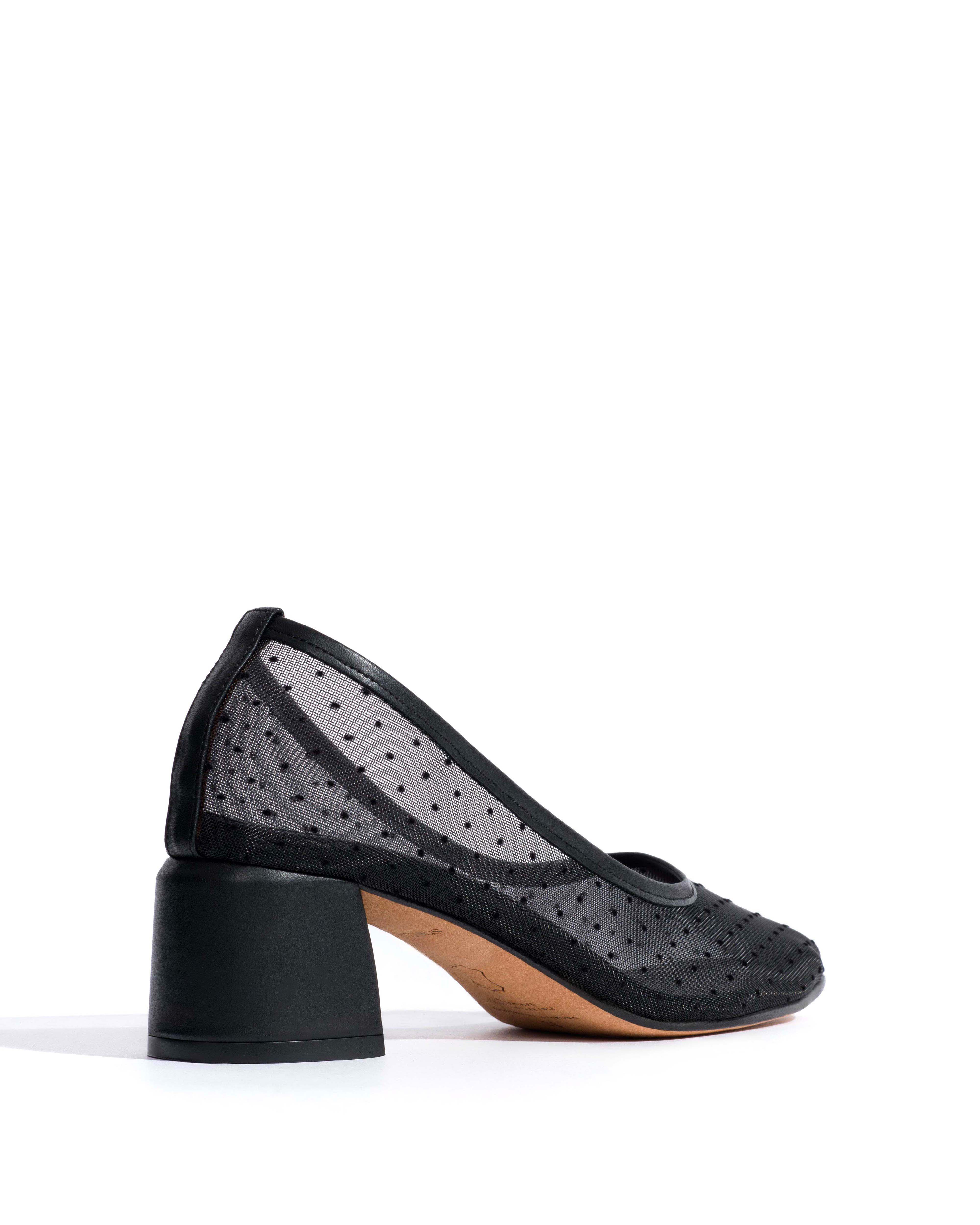 Sacha 40 mesh Shiny lamb & dot velvet mesh Black