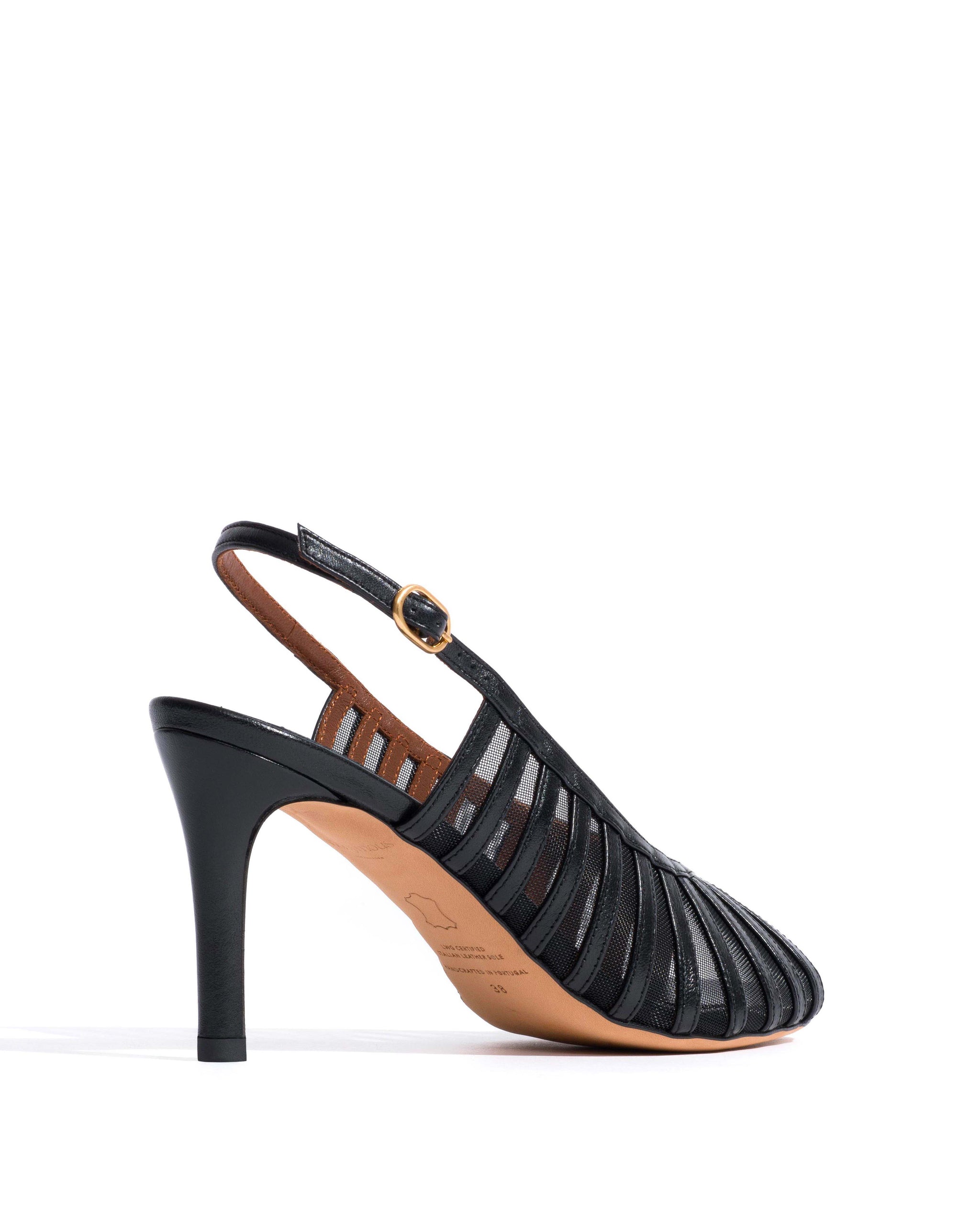 Carminho 75 mesh Shiny lamb & mesh Black - Anonymous Copenhagen Heels