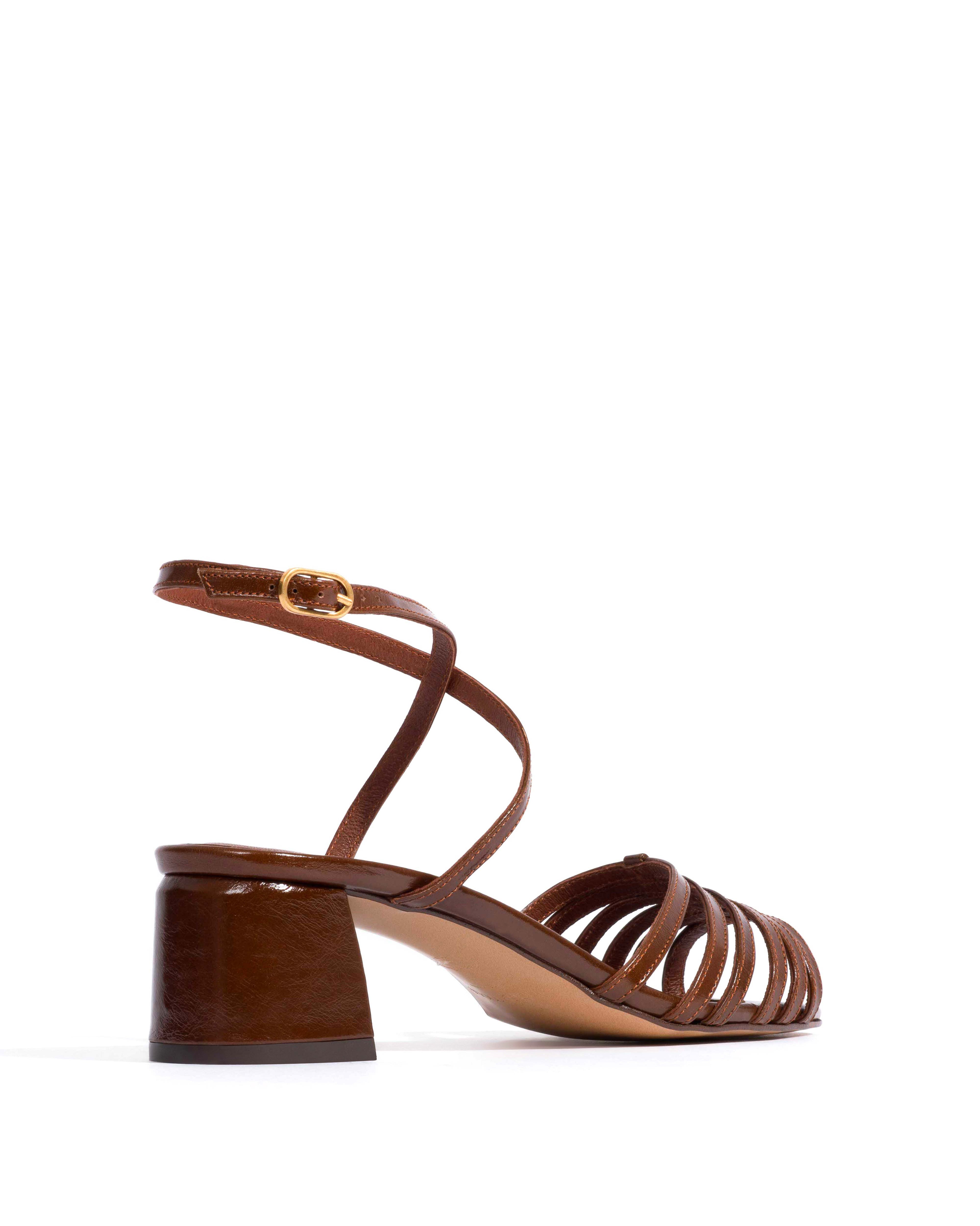 Tangie open Crinkled polished goat Caramel brown