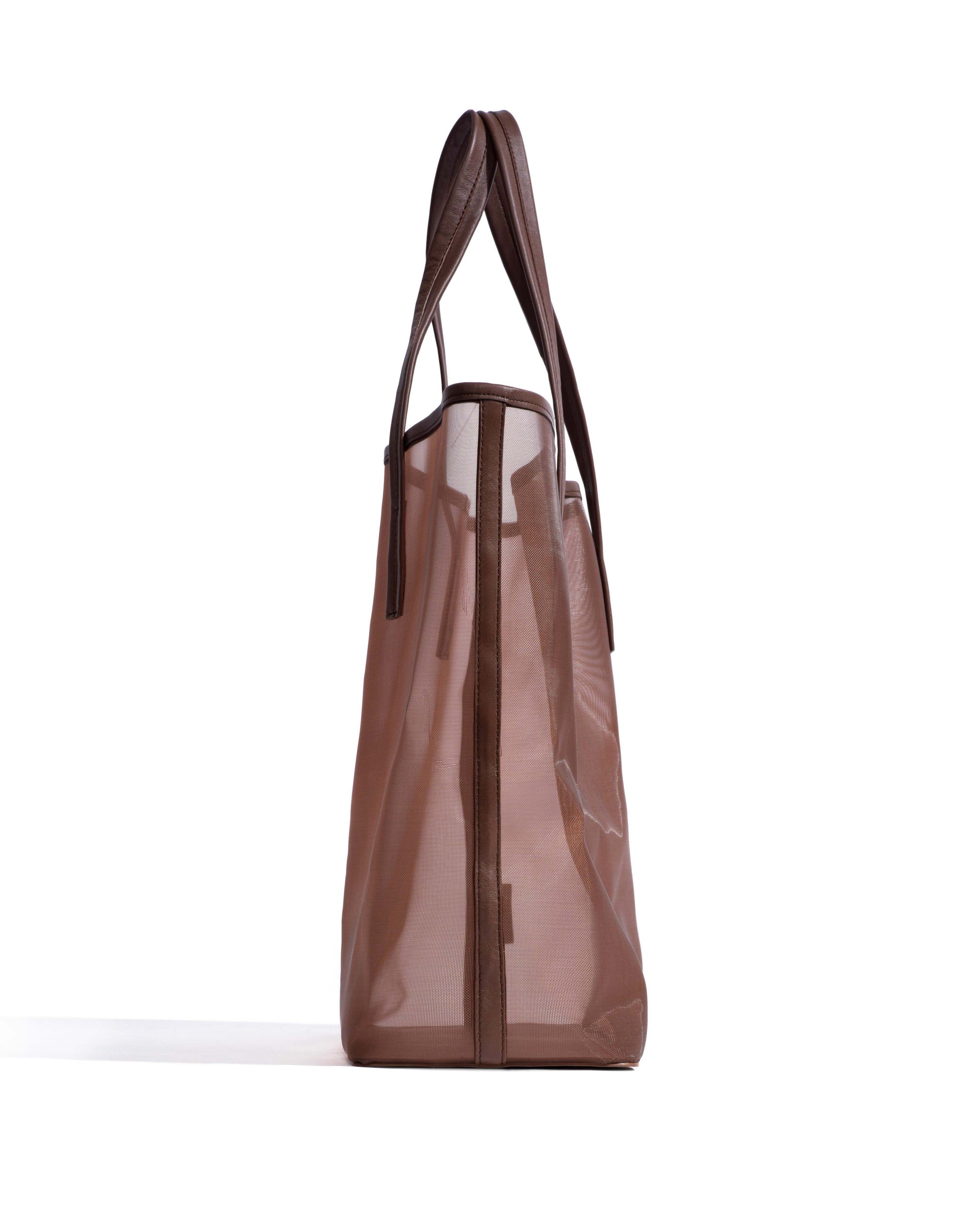 Ruba shopper mesh Shiny lamb & mesh Chocolate - Anonymous Copenhagen Bags