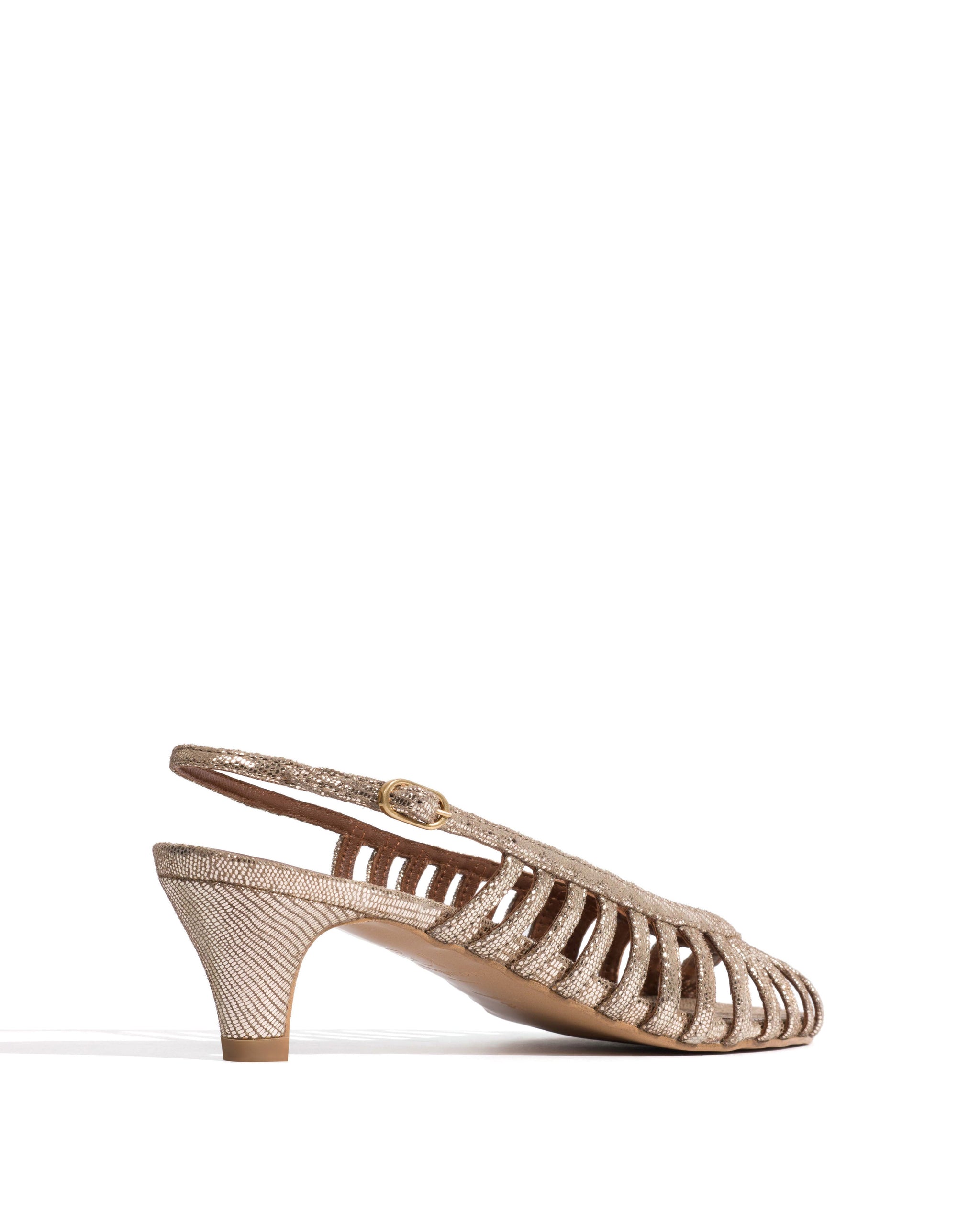 Carminho 40 stiletto Lizard metallic goat Vintage champagne