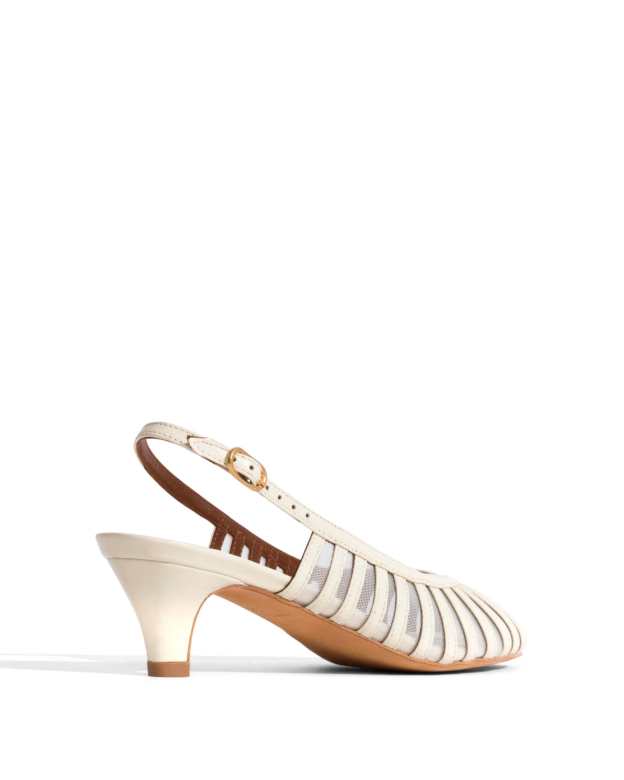 Carminho 40 mesh Shiny lamb & mesh White sand - Anonymous Copenhagen Heels