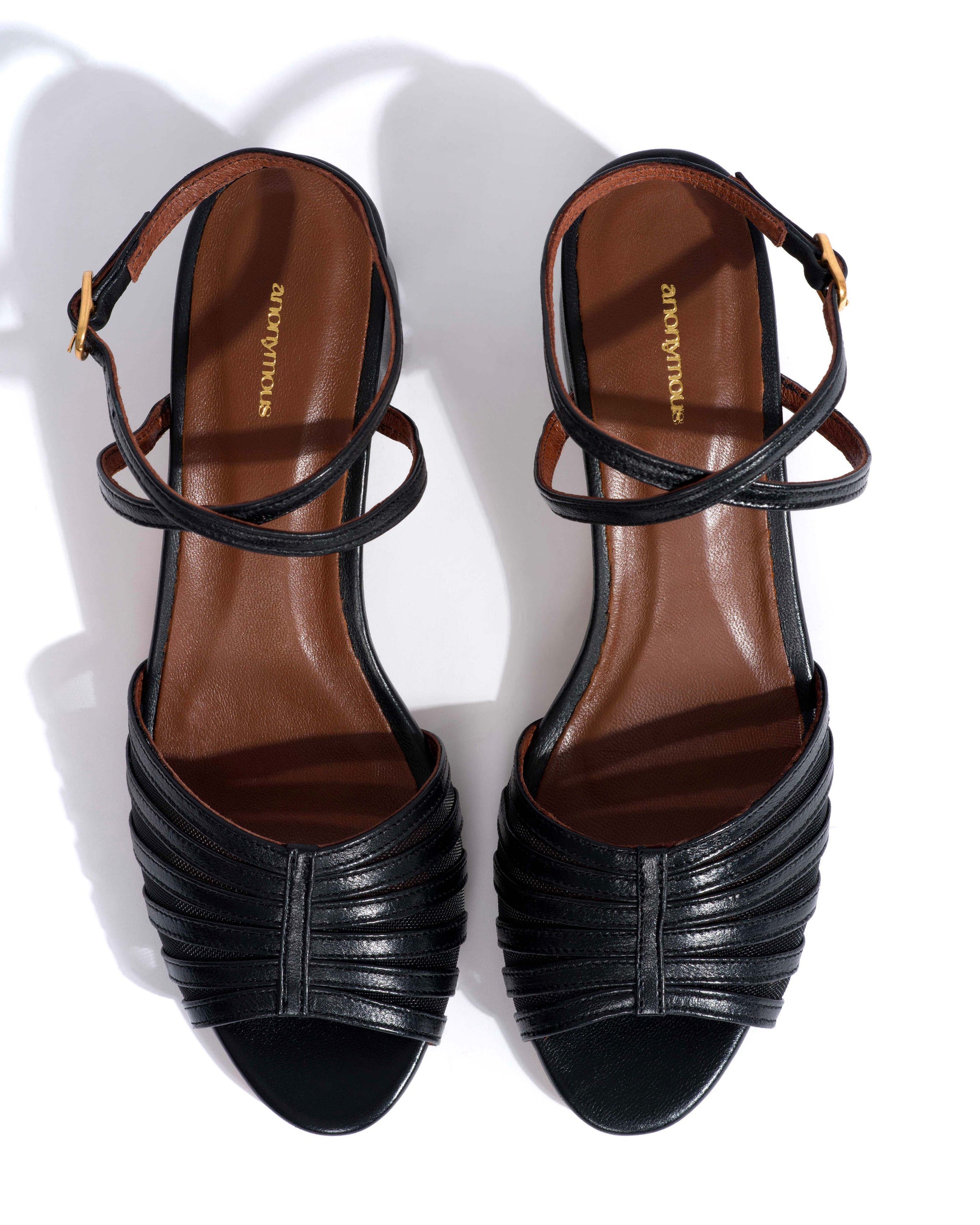 Tangie mesh Shiny lamb & mesh Black - Anonymous Copenhagen Heels