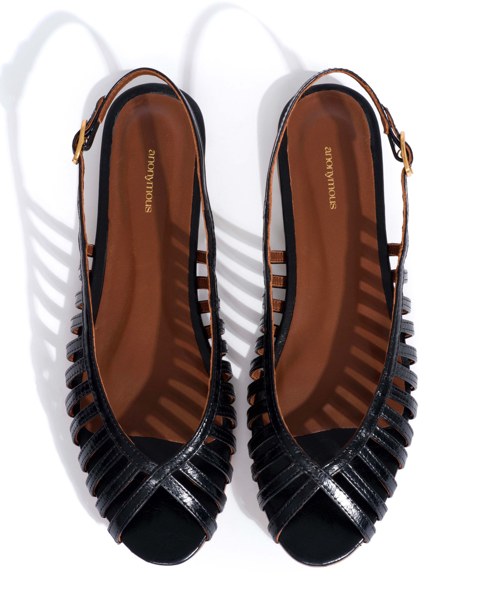 Carminho 10 Crinkled polished goat Black - Anonymous Copenhagen Flat sandals