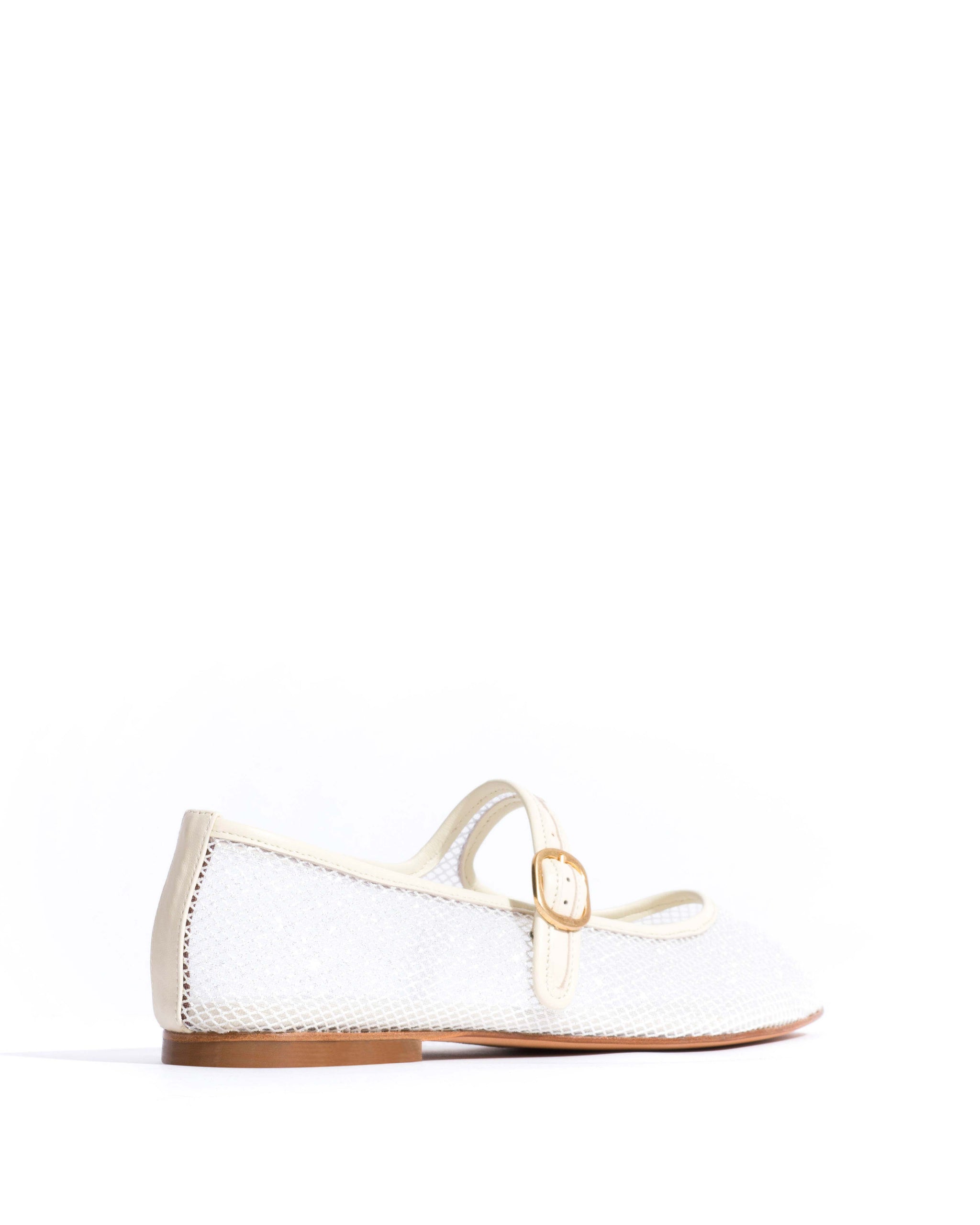 Lana netted mesh Shiny lamb & netted mesh White sand & silver - Anonymous Copenhagen Flat-loafers & ballerinas & pumps