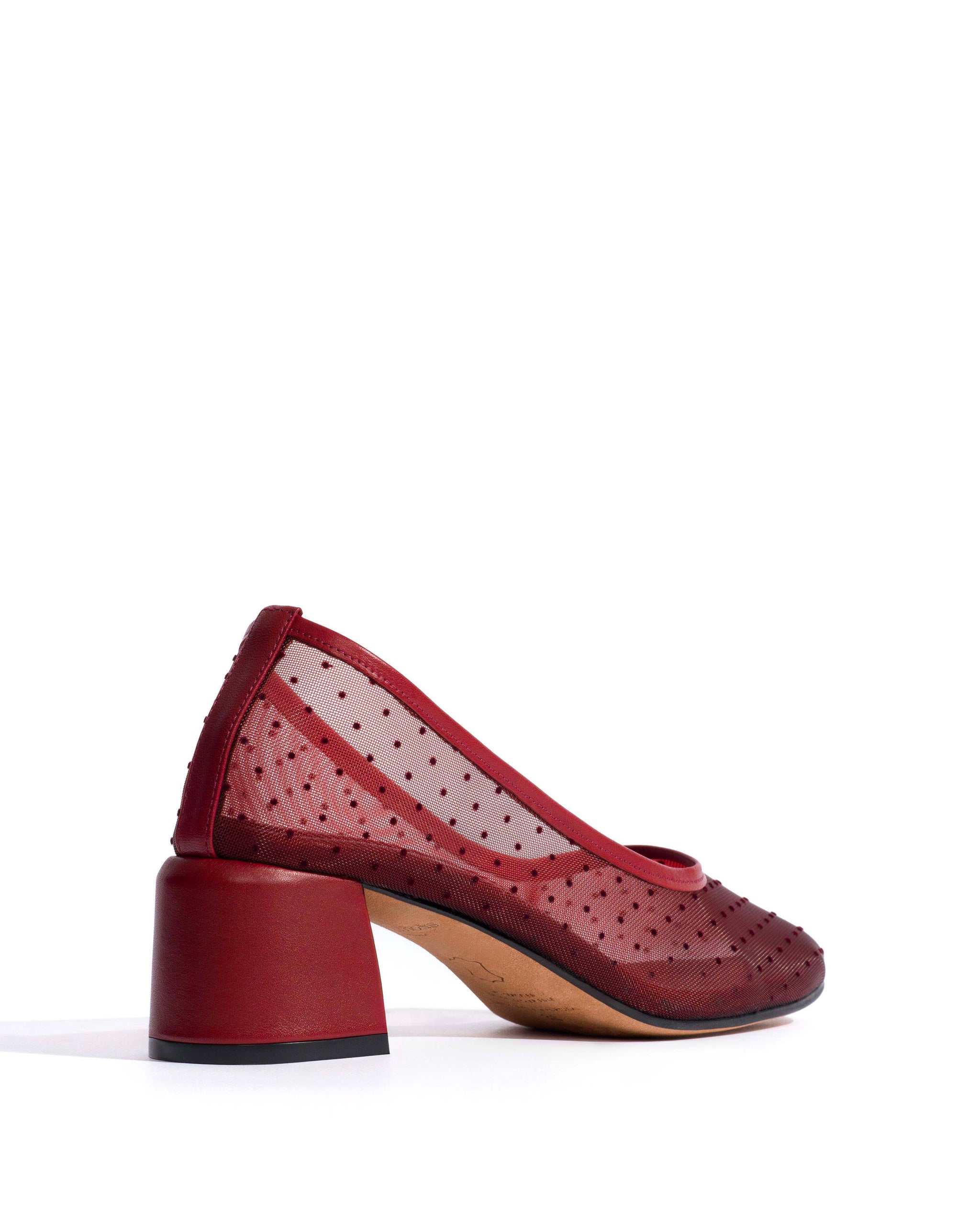 Sacha 40 mesh Shiny lamb & dot velvet mesh Pomegranate - Anonymous Copenhagen Heels