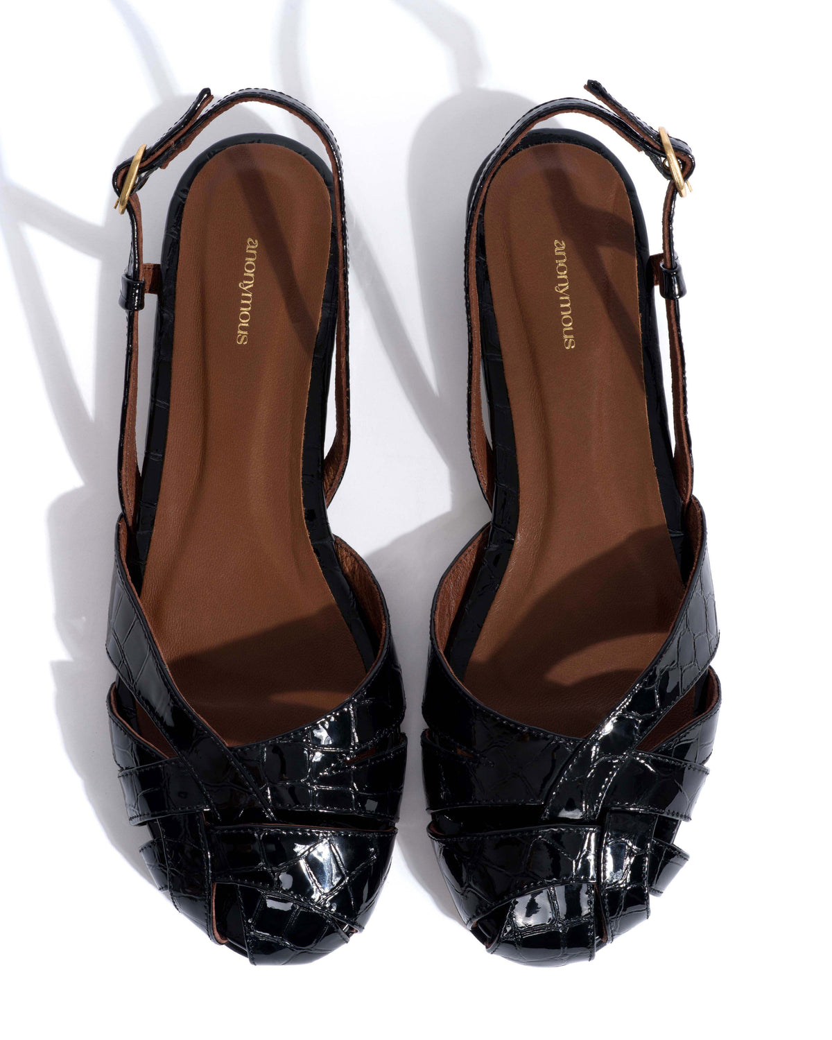 Banie 20 Polished croco calf Black