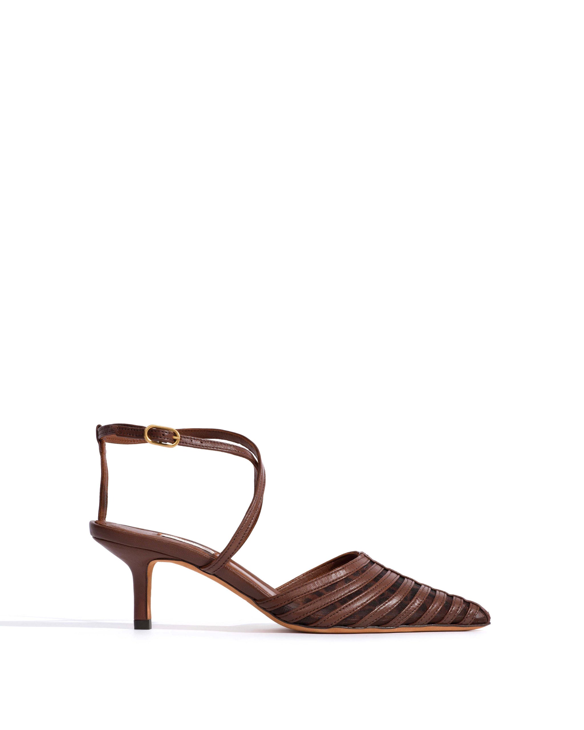 Schila mesh Shiny lamb & mesh Chocolate & leopard - Anonymous Copenhagen Heels