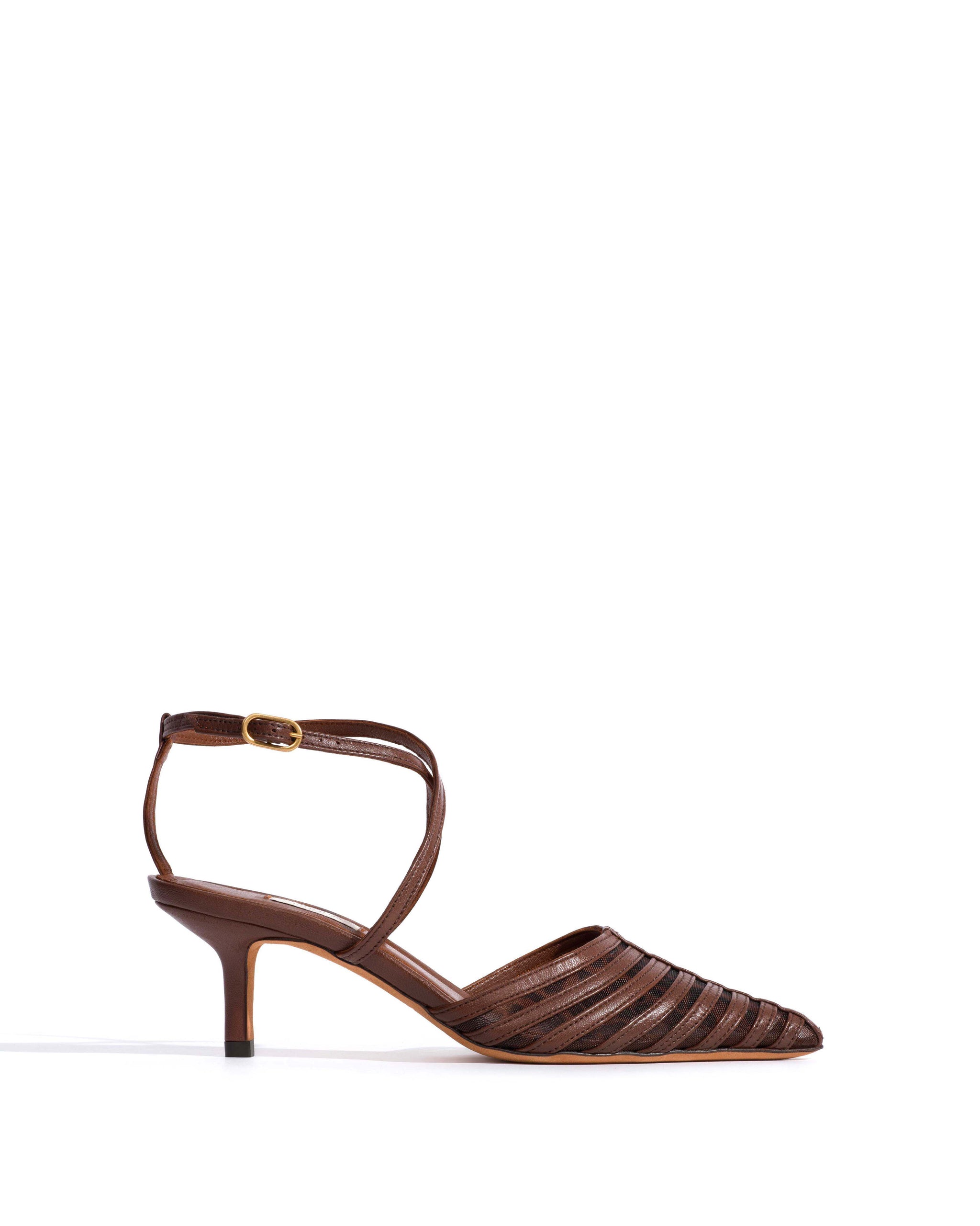 Schila mesh Shiny lamb & mesh Chocolate & leopard - Anonymous Copenhagen Heels