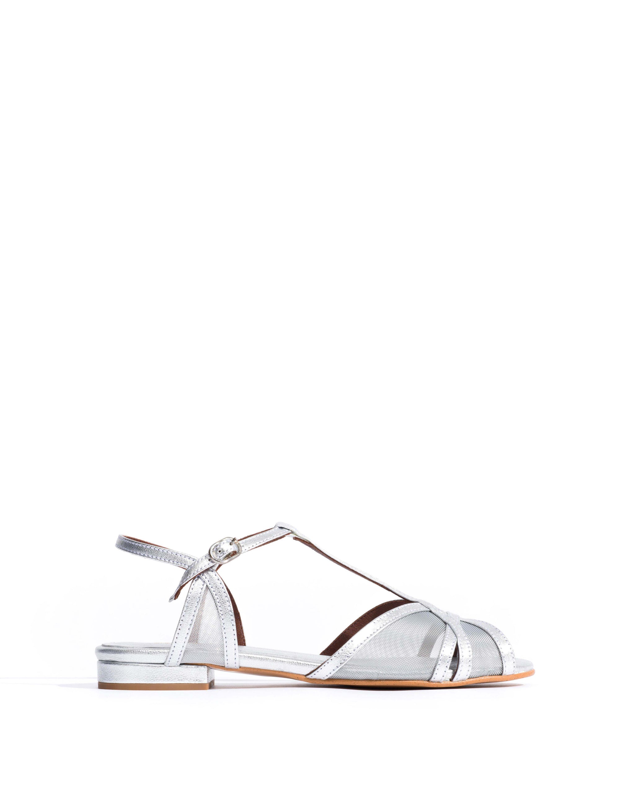 Therese 20 mesh Metallic goat & mesh Silver - Anonymous Copenhagen Flat sandals