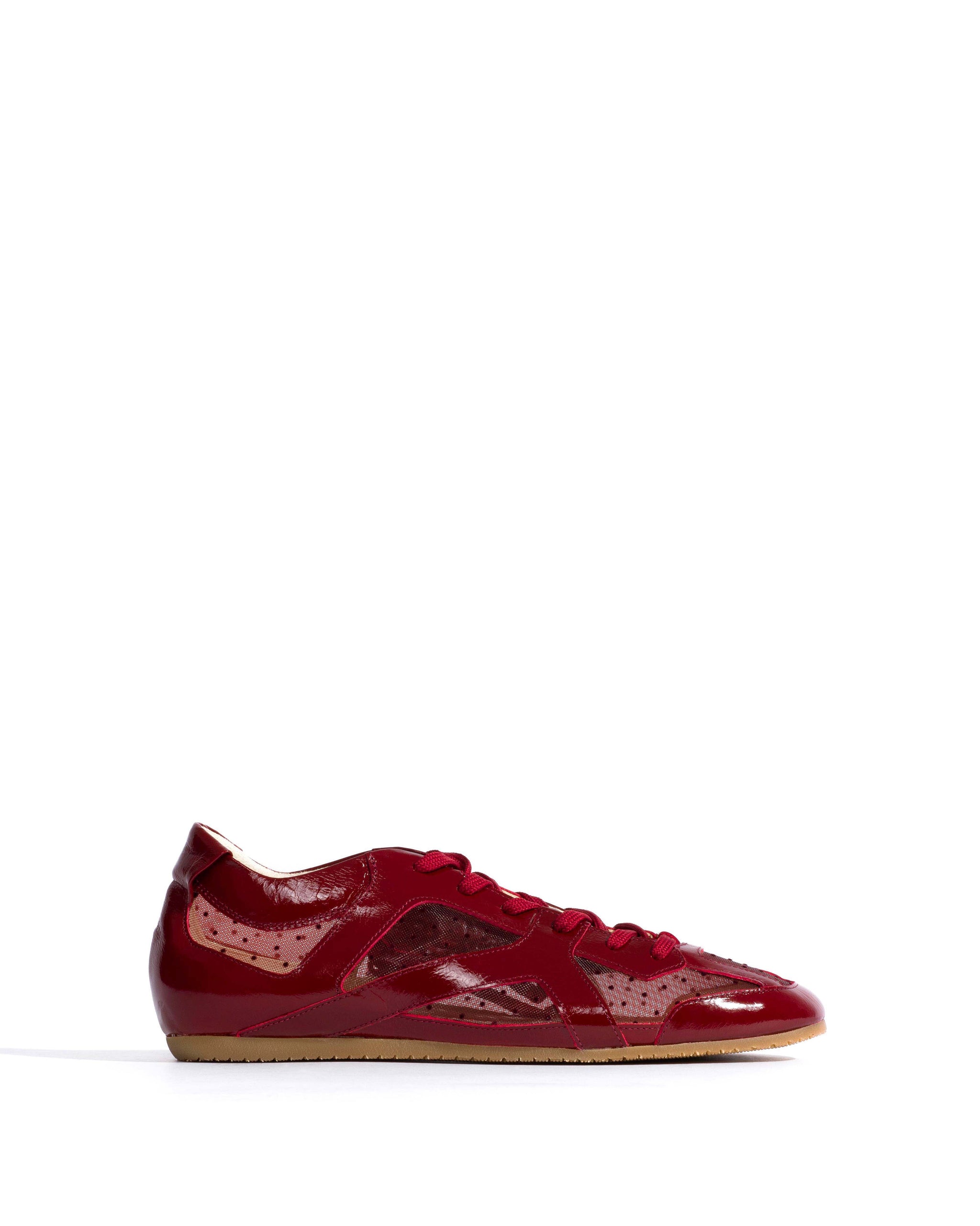 Sneakerina Crinkled polished goat & dot velvet mesh Pomegranate - Anonymous Copenhagen Sneakers
