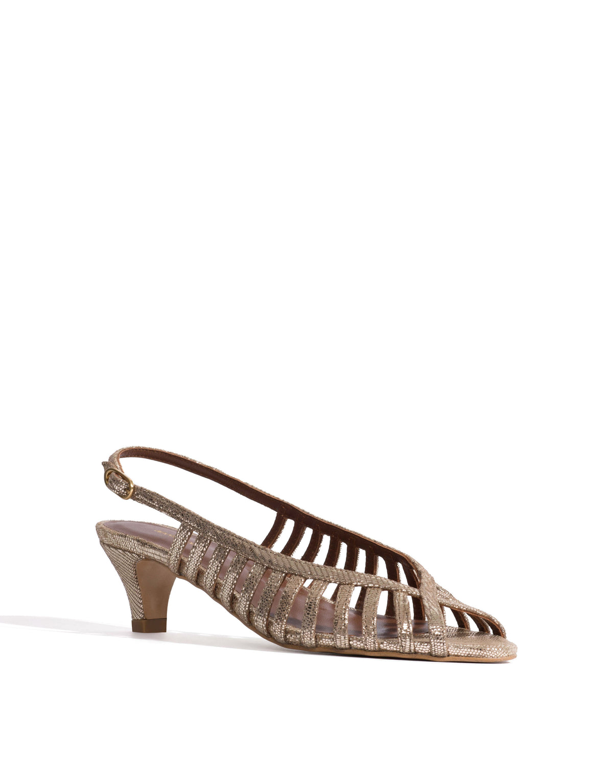 Carminho 40 stiletto Lizard metallic goat Vintage champagne