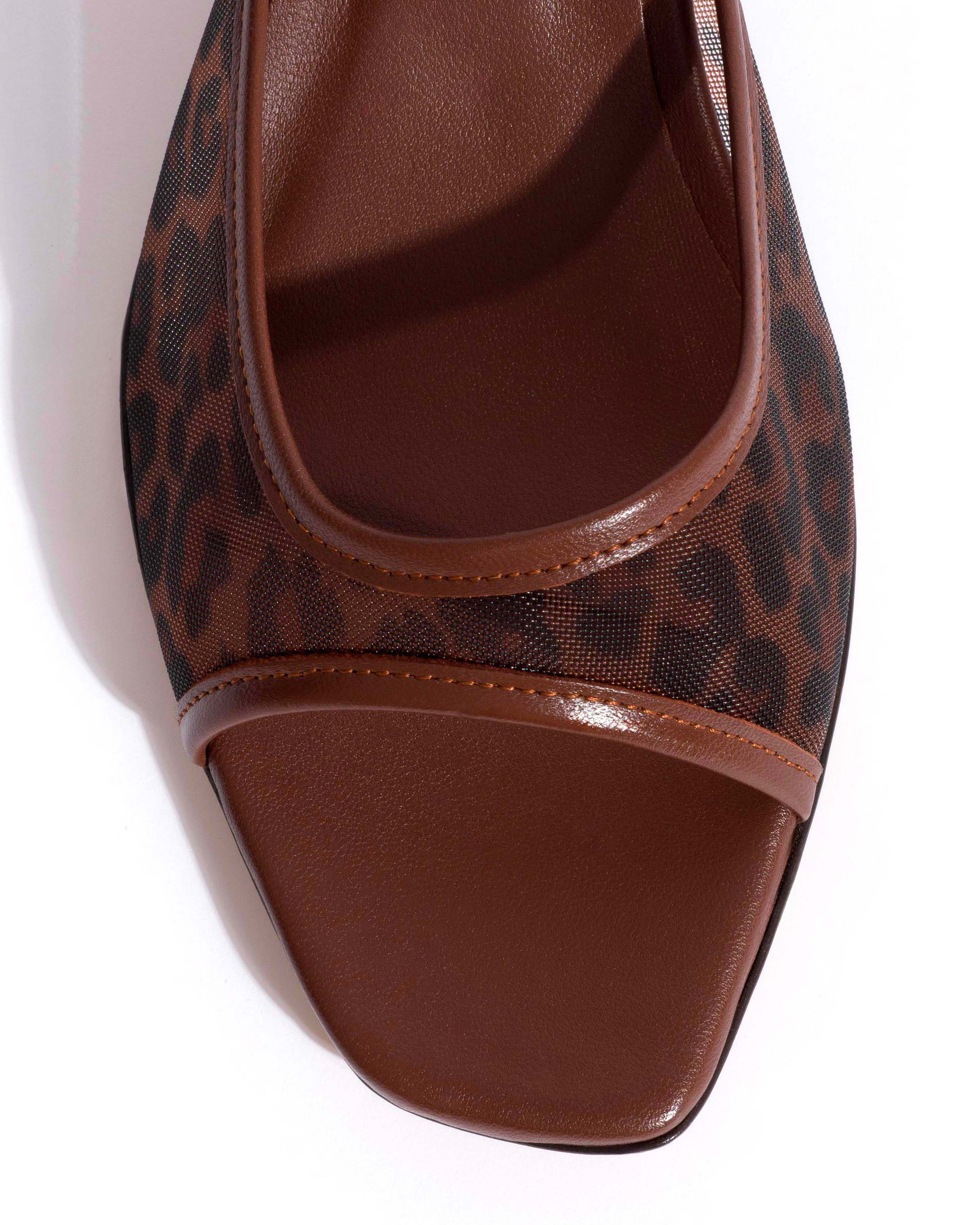 Mazy 55 mesh Shiny lamb & mesh Chocolate & leopard