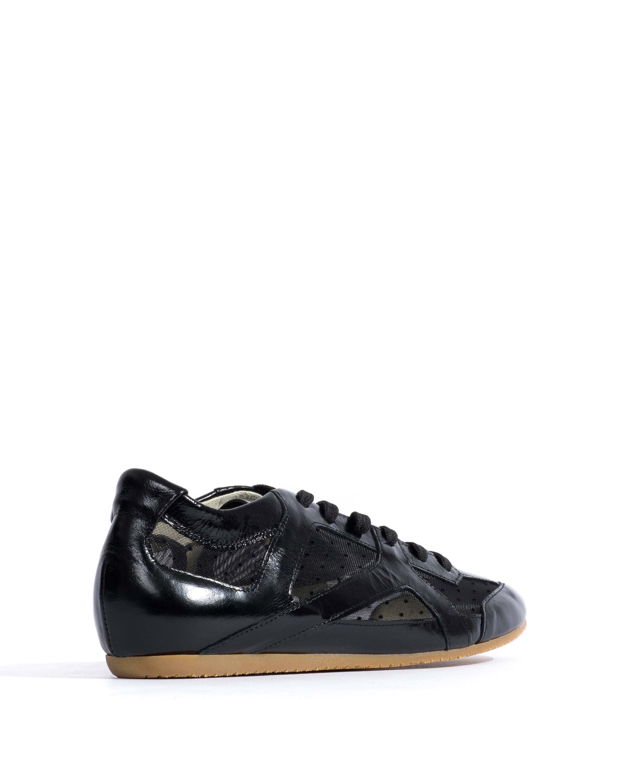 Sneakerina Crinkled polished goat & dot velvet mesh Black - Anonymous Copenhagen Sneakers