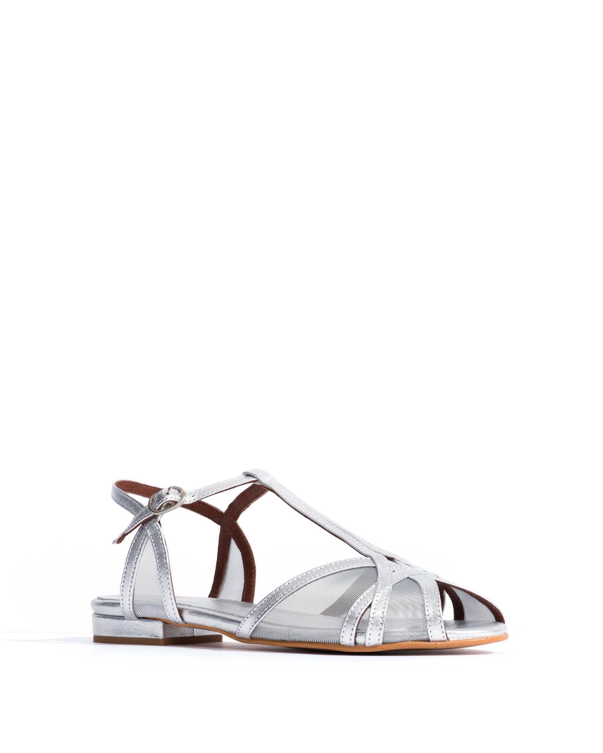 Therese 20 mesh Metallic goat & mesh Silver - Anonymous Copenhagen Flat sandals
