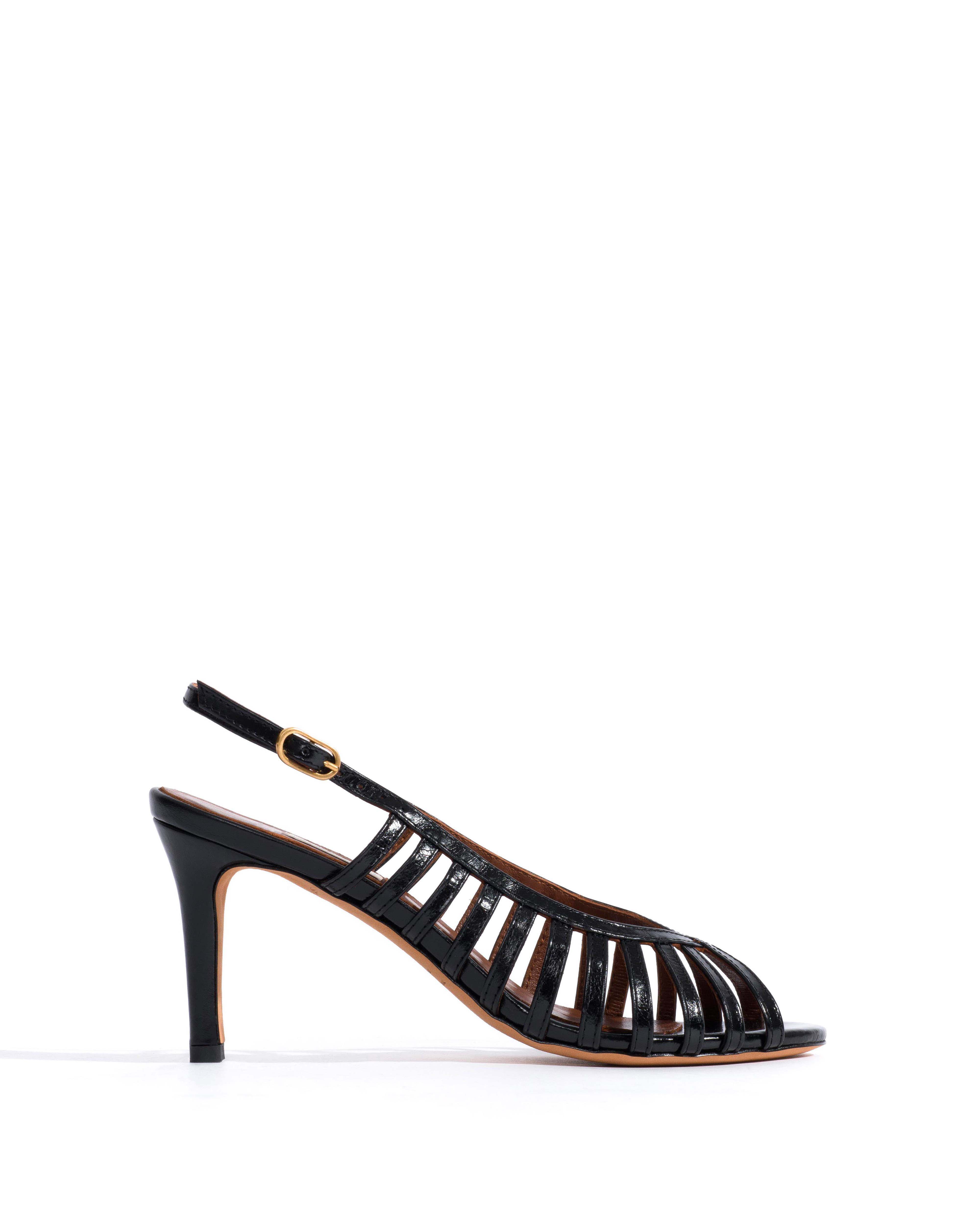 Carminho 75 Crinkled polished goat Black