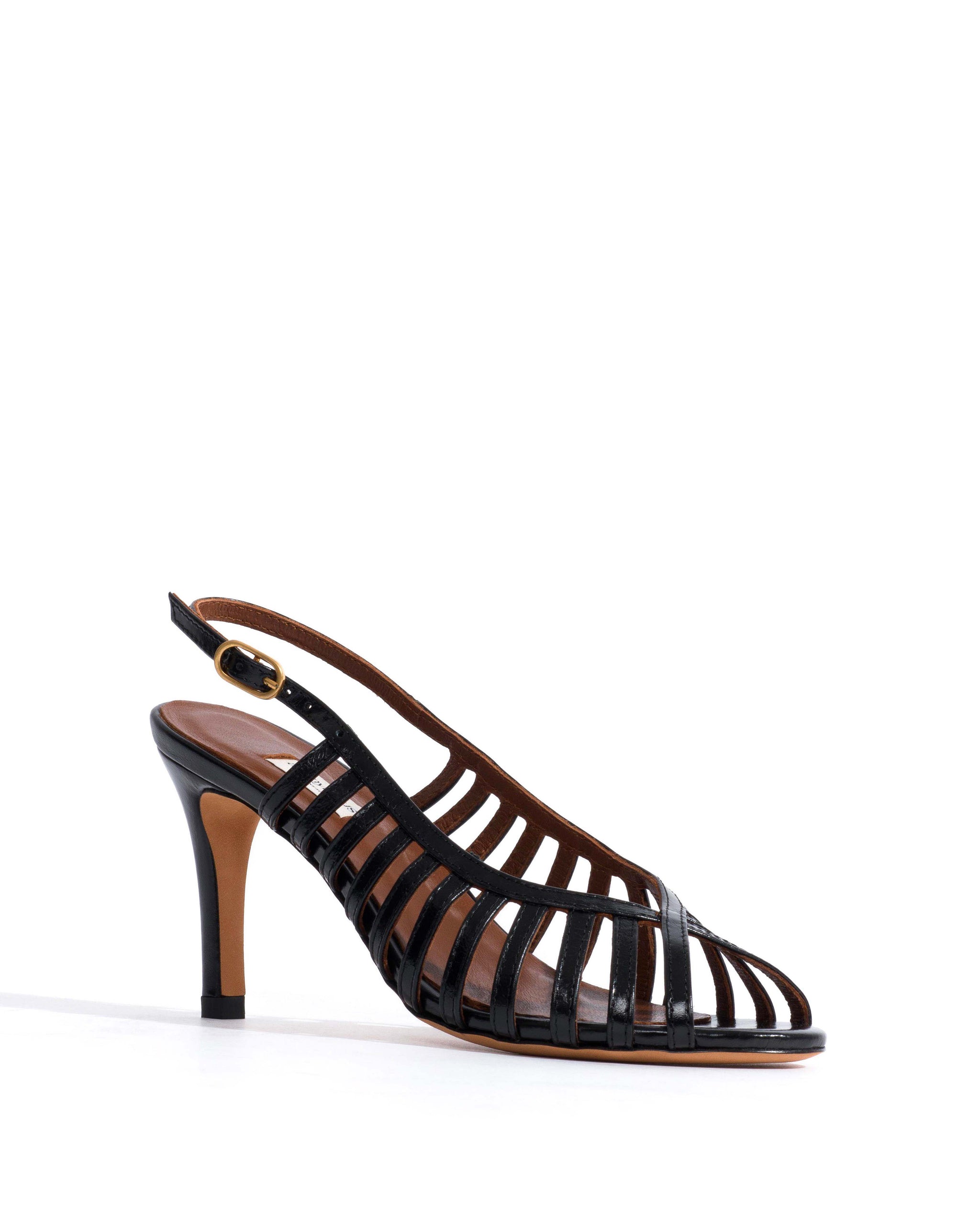 Carminho 75 Crinkled polished goat Black - Anonymous Copenhagen Heels