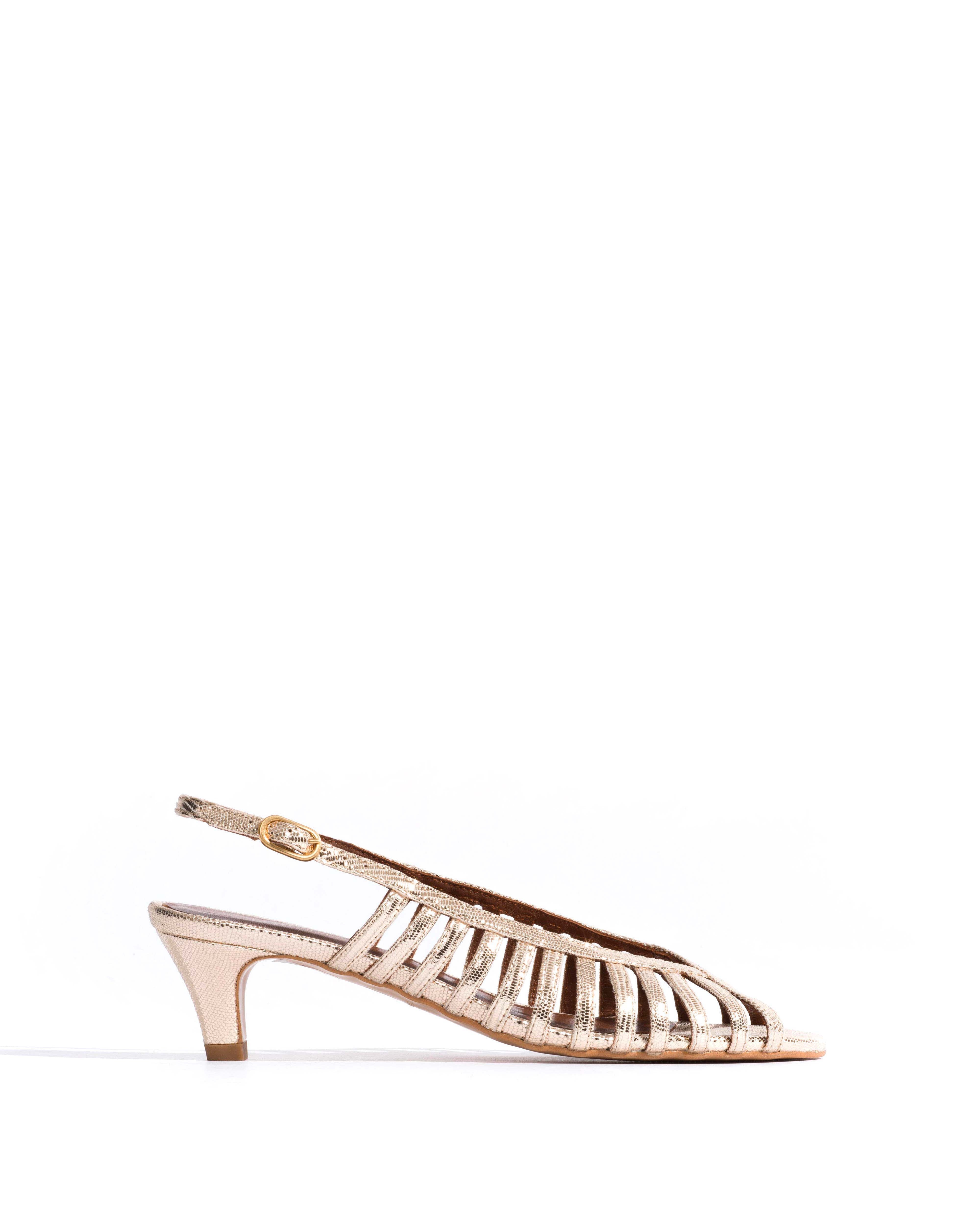 Carminho 40 stiletto Lizard metallic goat Champagne