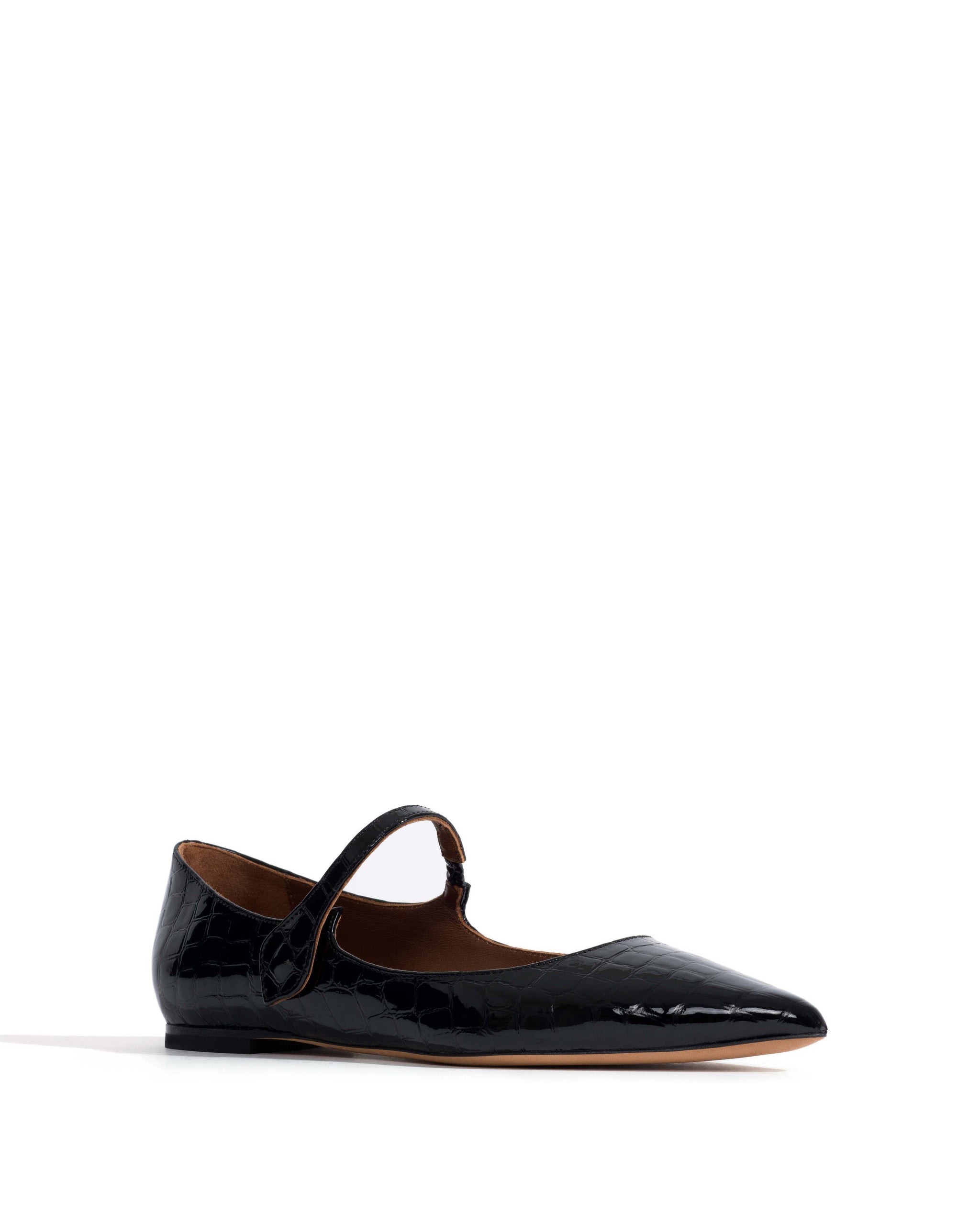 Fifi Polished croco calf Black