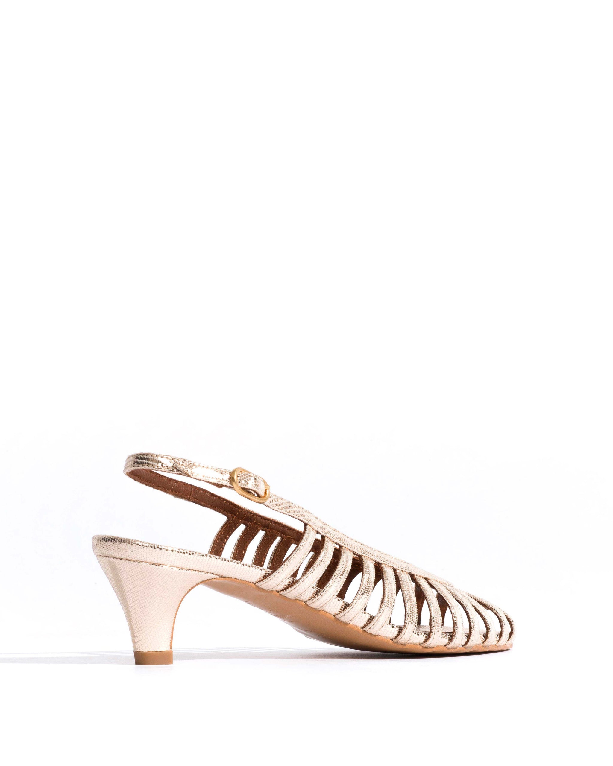 Carminho 40 stiletto Lizard metallic goat Champagne - Anonymous Copenhagen Heels
