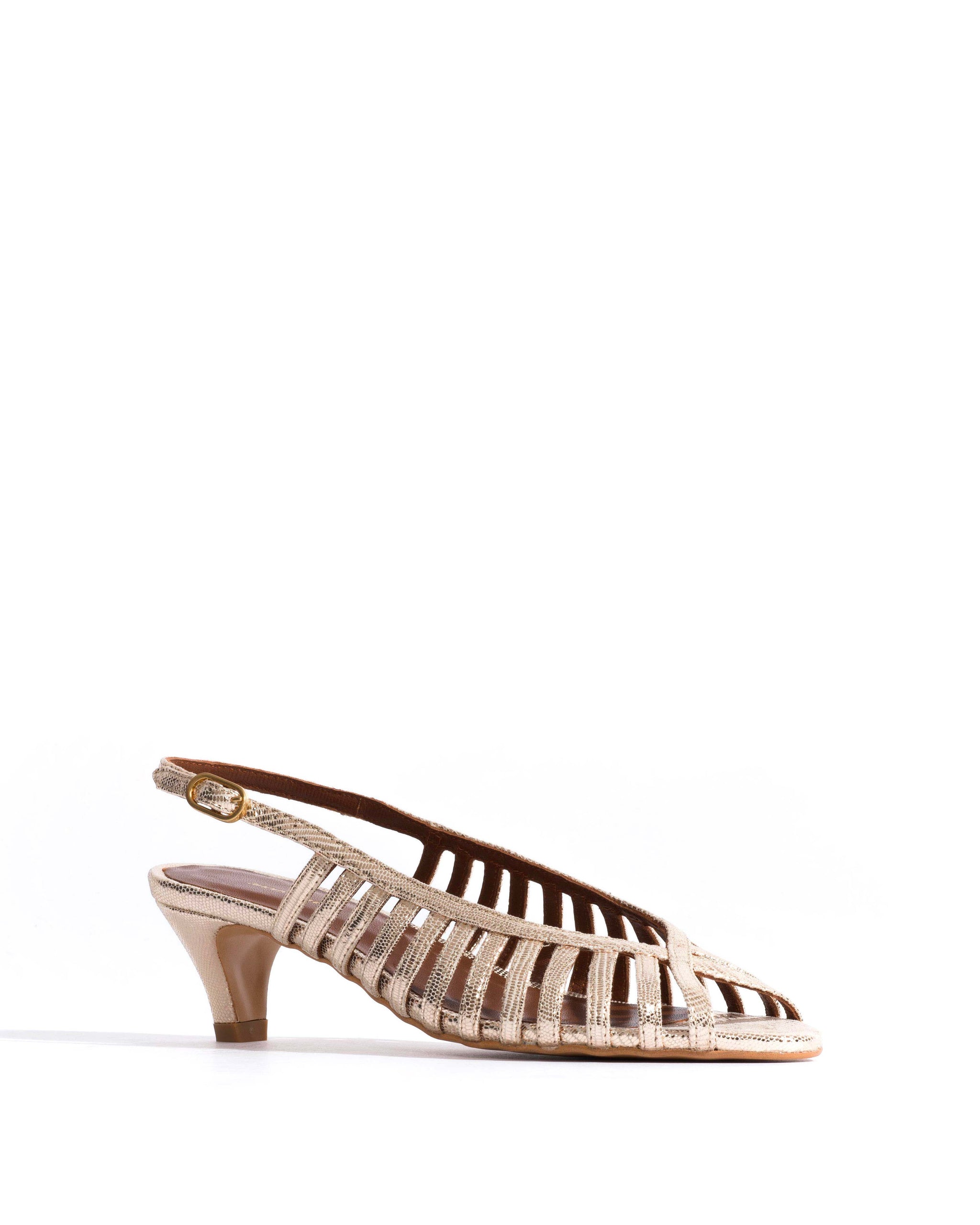 Carminho 40 stiletto Lizard metallic goat Champagne - Anonymous Copenhagen Heels