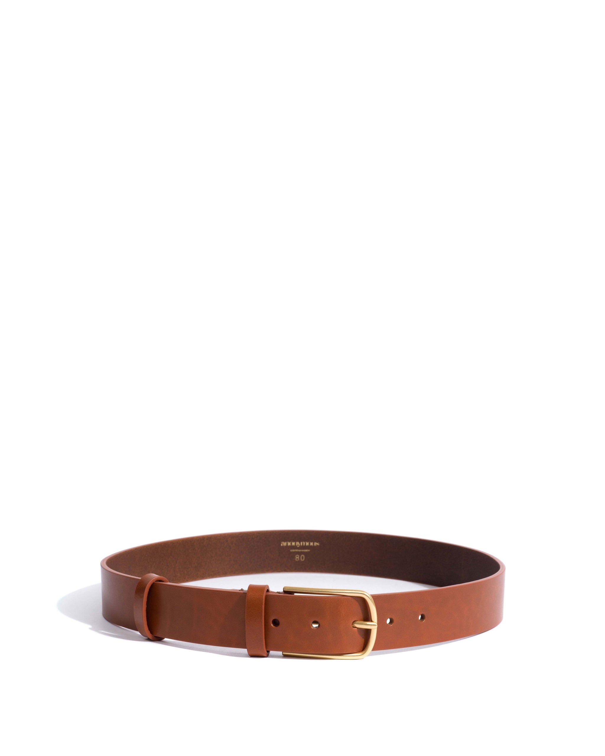 Whane simple unisex leather belt Vegetal soft calf & metal Cinnamon & gold buckle - Anonymous Copenhagen Belts